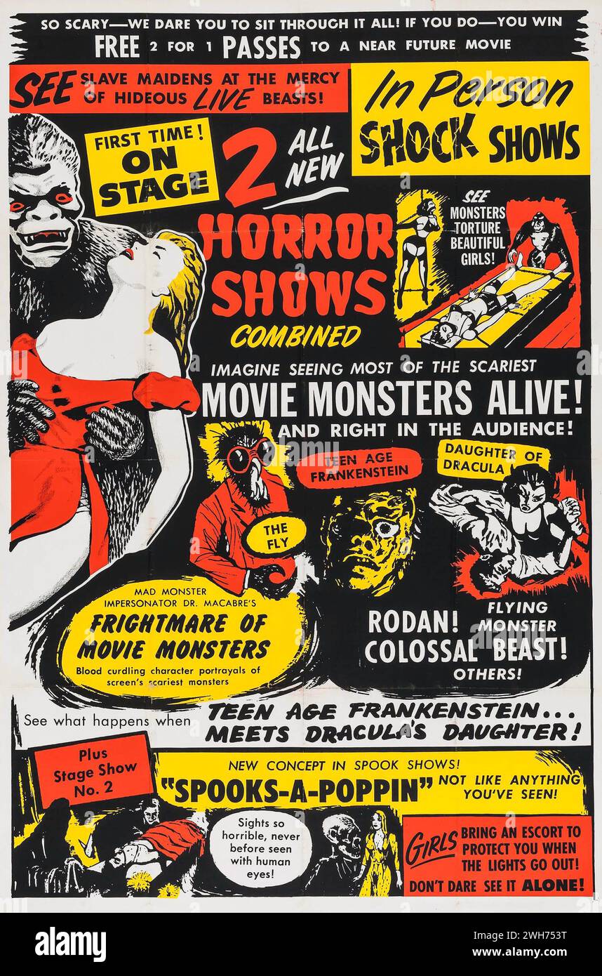 HORROR - Dr. Macabre's Furchtermare of Movie Monsters (1950er Jahre) Horror Film Poster Stockfoto