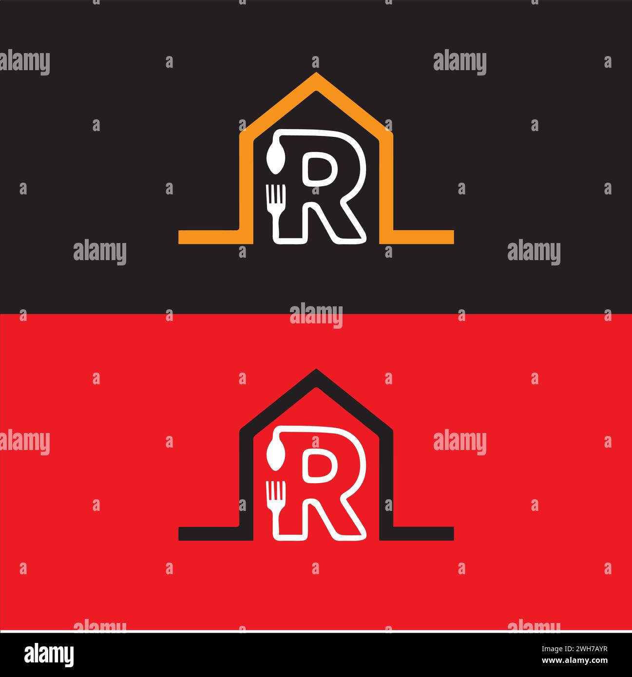 R Lebensmittel-Logo. R Rastaurent Vektor-Logo Stock Vektor