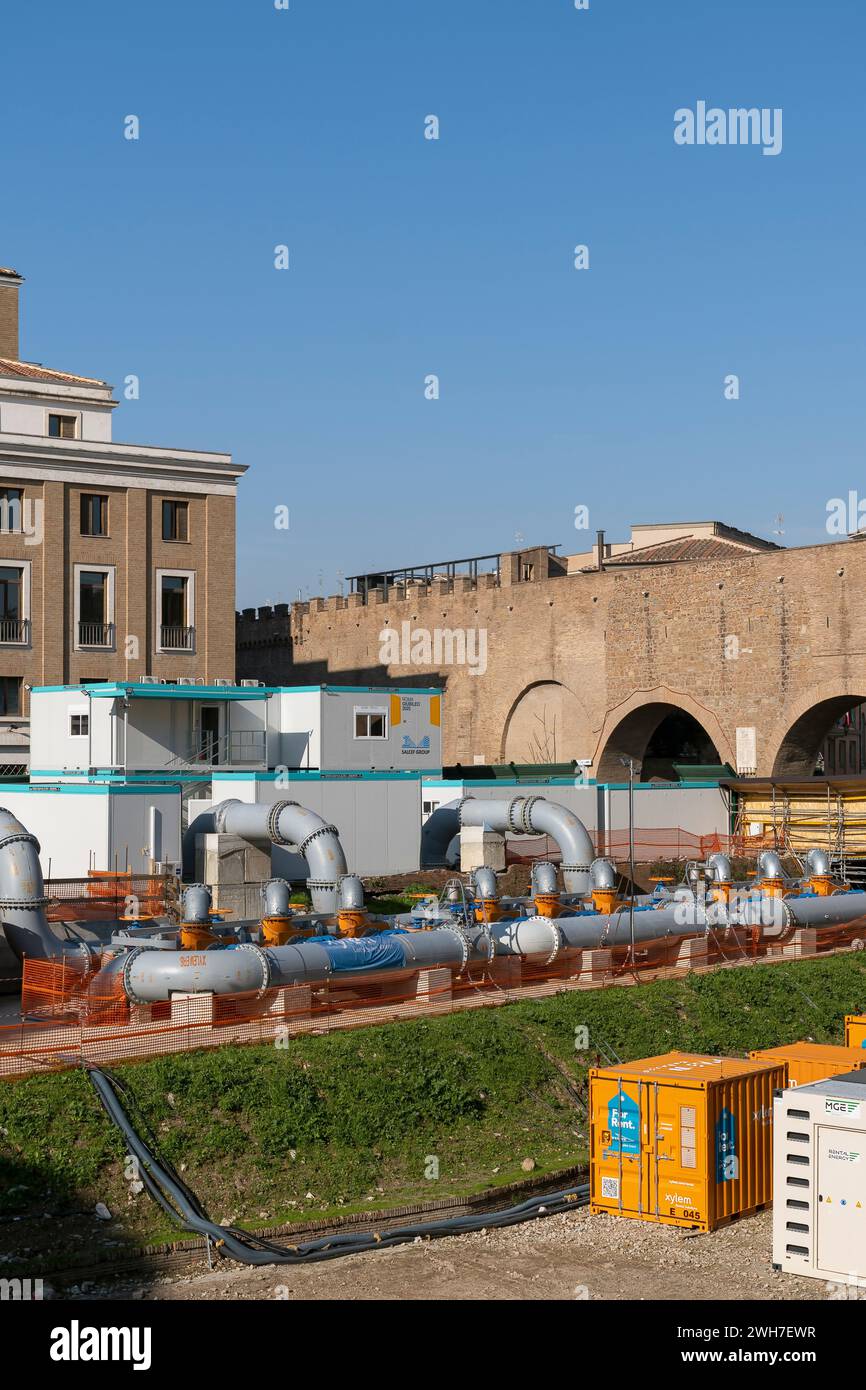 Rom verwandelt sich zum Jubiläum 2025. Baustelle, Bauarbeiten für die Unterführung der Piazza Pia. Rom, Italien, Europa, Europäische Union, EU Stockfoto