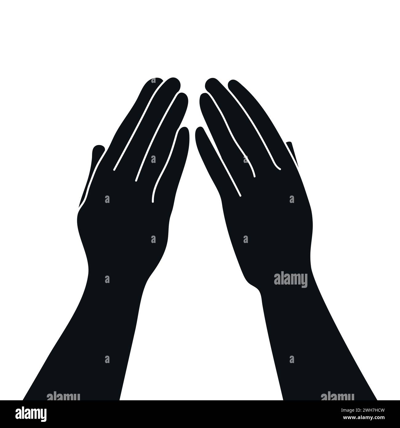 Die Silhouette der Hände bei der Bedeckungsgeste. Handgezeichnete Vektorgrafik Stock Vektor