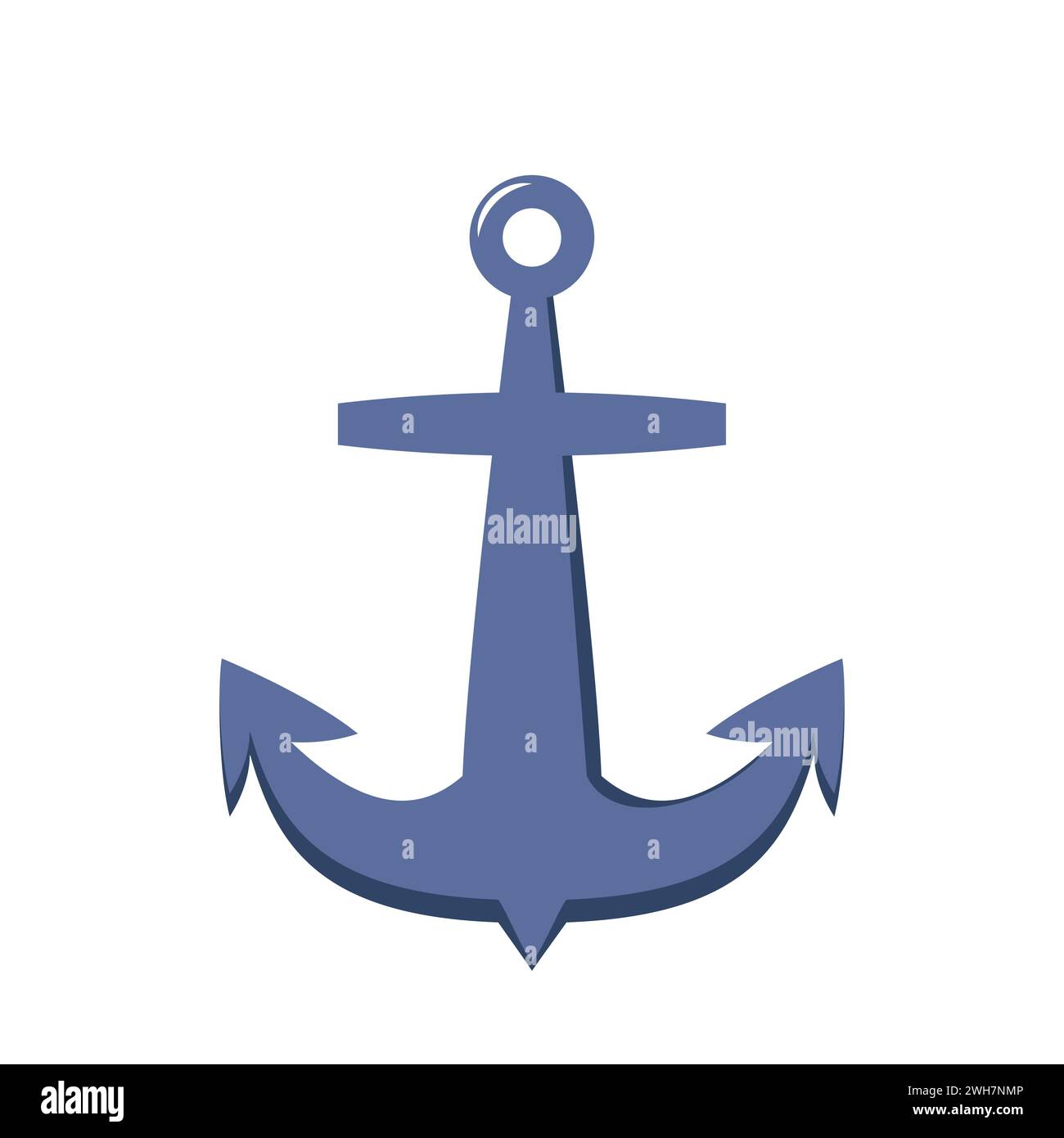 Nautischer Anker isolierter weißer Hintergrund. Schiffsanker. Vektor-Illustration für Marine und Heraldik Design Stock Vektor