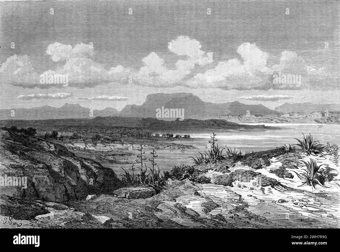 Albufera Lake aka La Albufera oder L'Albufera de Valencia, ein geschütztes Feuchtgebiet, Lagune, Mündung, See und Naturschutzgebiet am Golf von Valencia, Spanien. Vintage oder historische Gravur oder Illustration 1863 Stockfoto