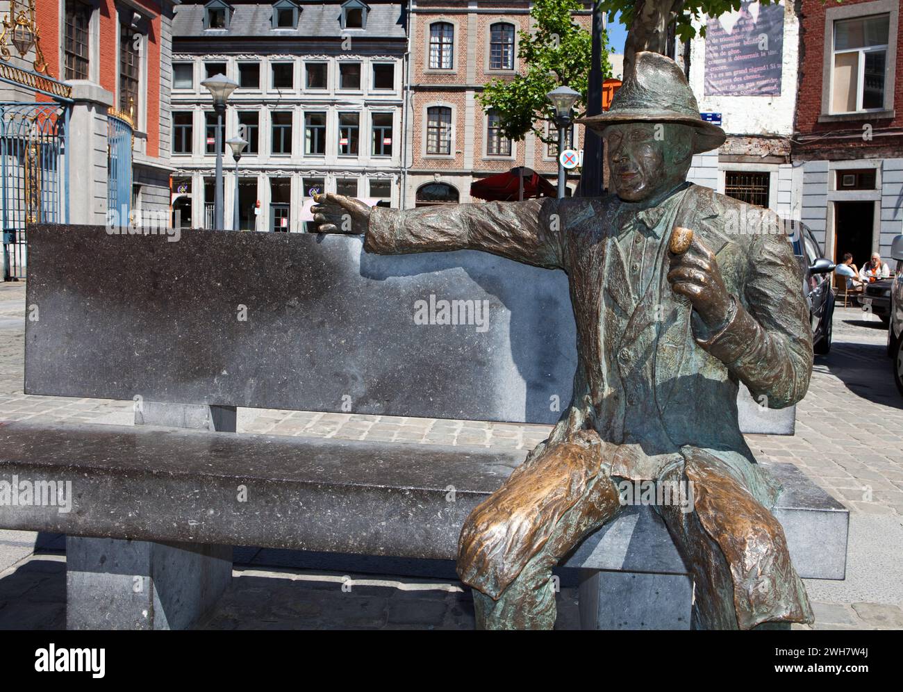 Das Denkmal für Georges Joseph Christian Simenon, Lüttich, Wallonien, Belgien, Europa Stockfoto