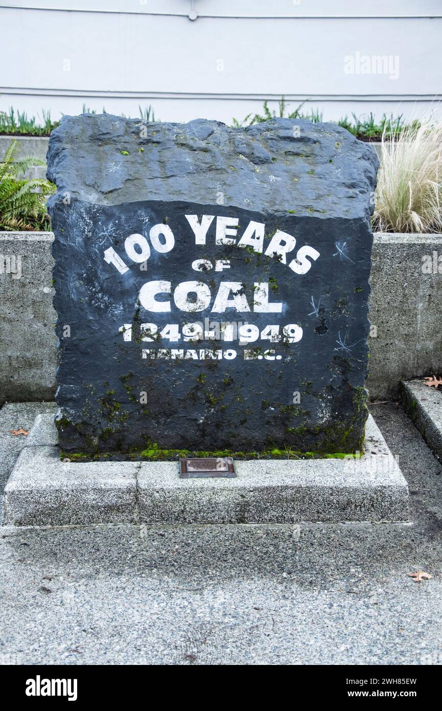 100 Jahre Kohlezeichen in Nanaimo, British Columbia, Kanada Stockfoto