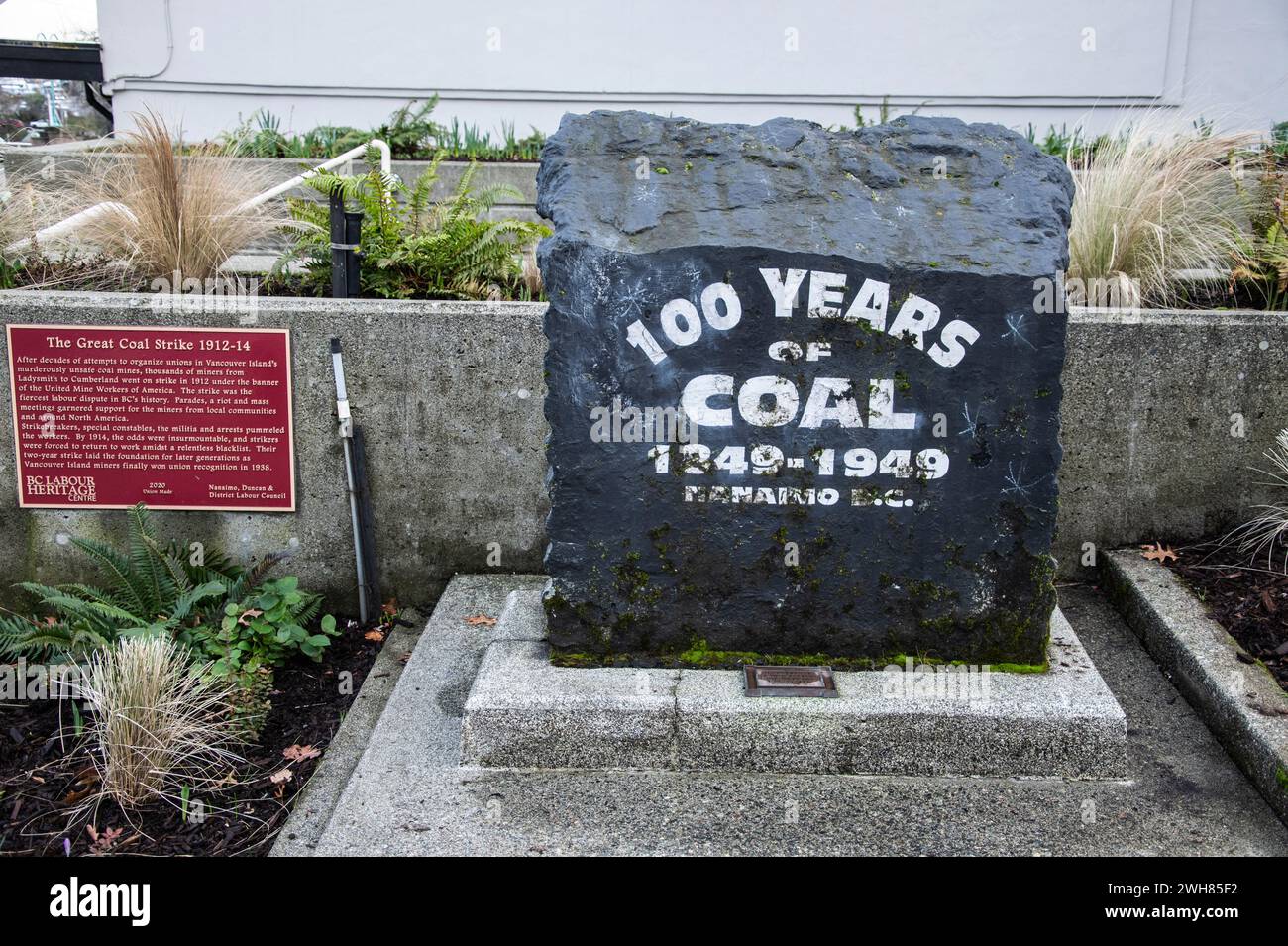 100 Jahre Kohlezeichen in Nanaimo, British Columbia, Kanada Stockfoto