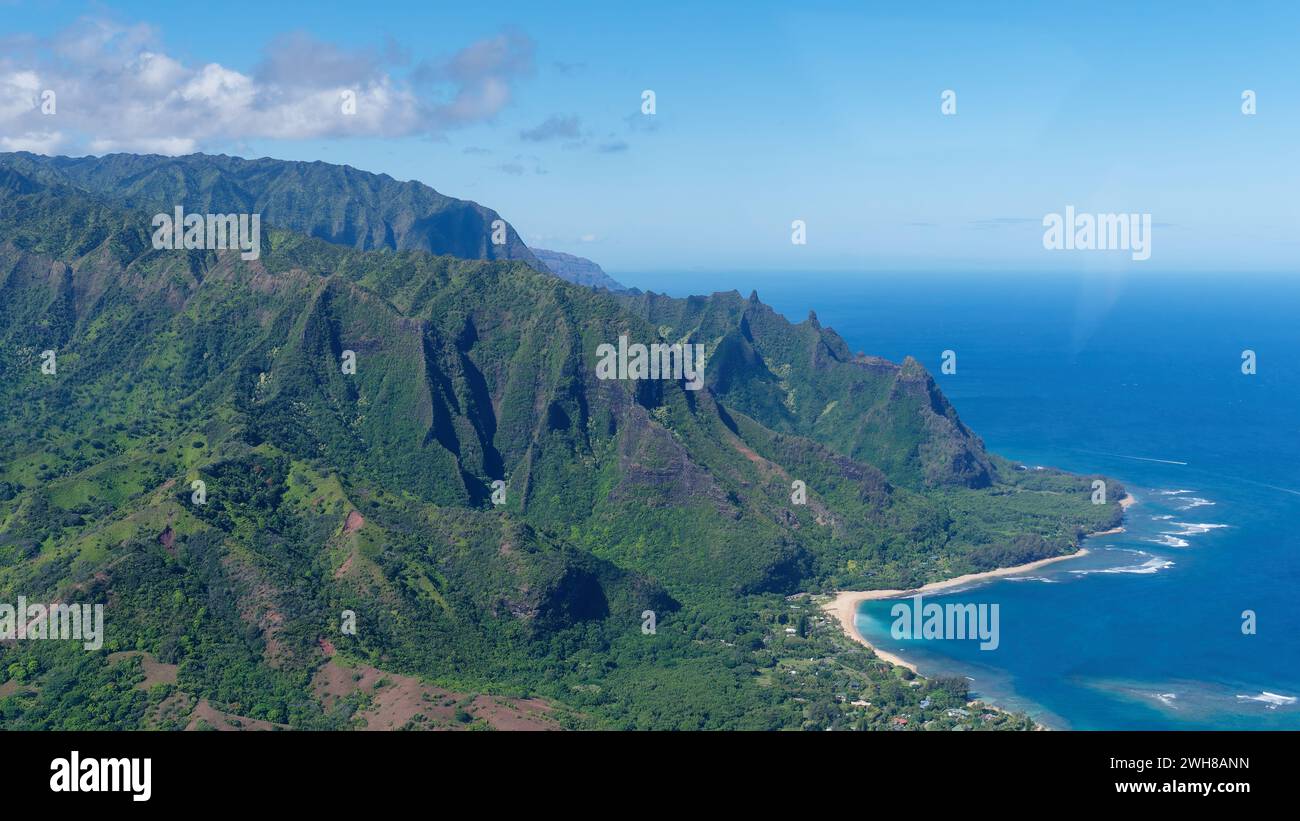 Eine Luftaufnahme der Insel Kauai, Hawaii, USA Stockfoto