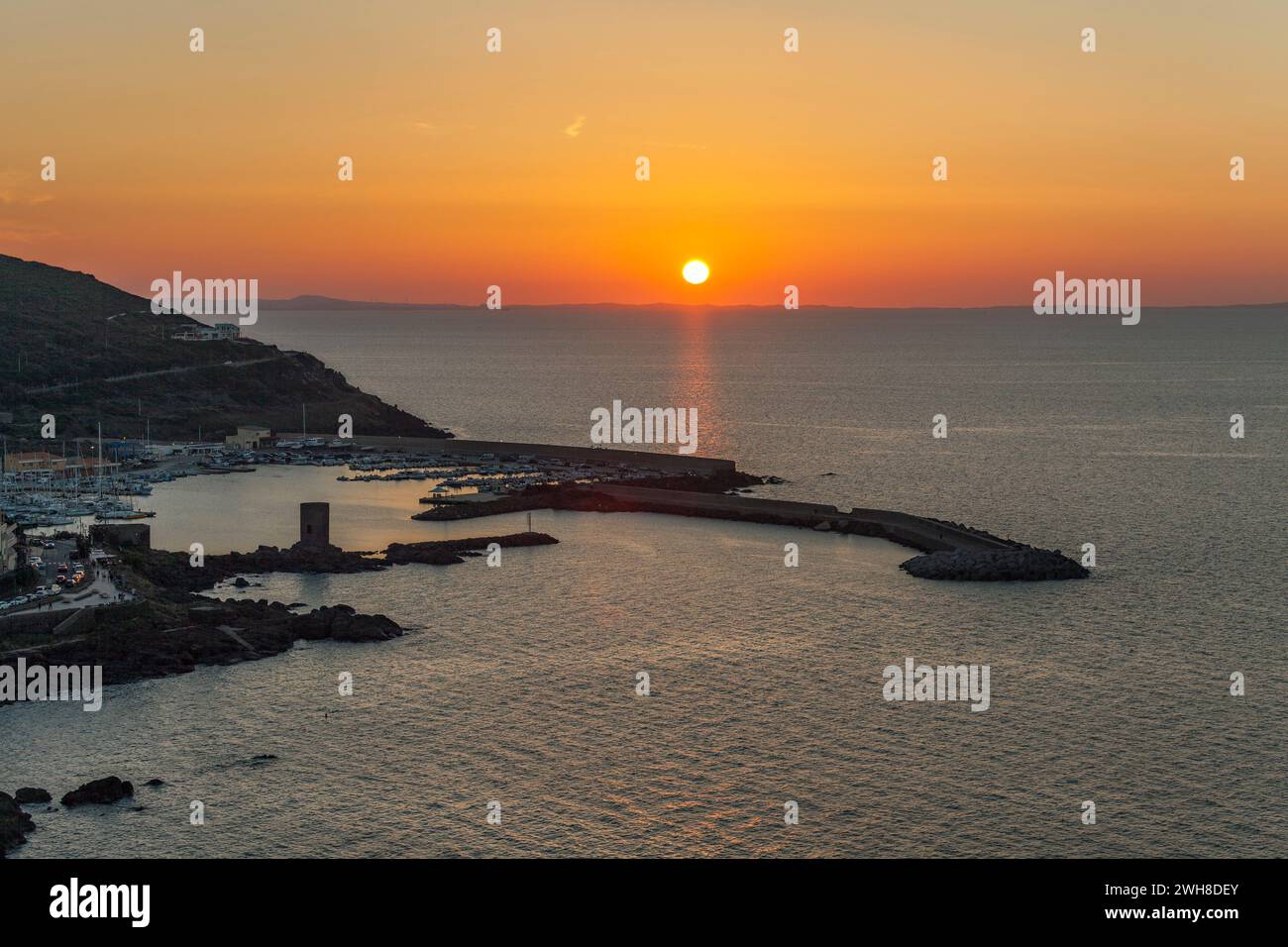 Blick über die Bucht von Castelsardo, Sardinien Stockfoto