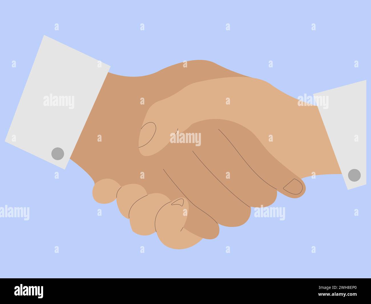 Geschäftsvereinbarung oder Annahme eines Geschäftsabschlusskonzepts, Handshake zwischen Kunden oder bei Interviews, Illustration im Cartoon-Stil Stock Vektor