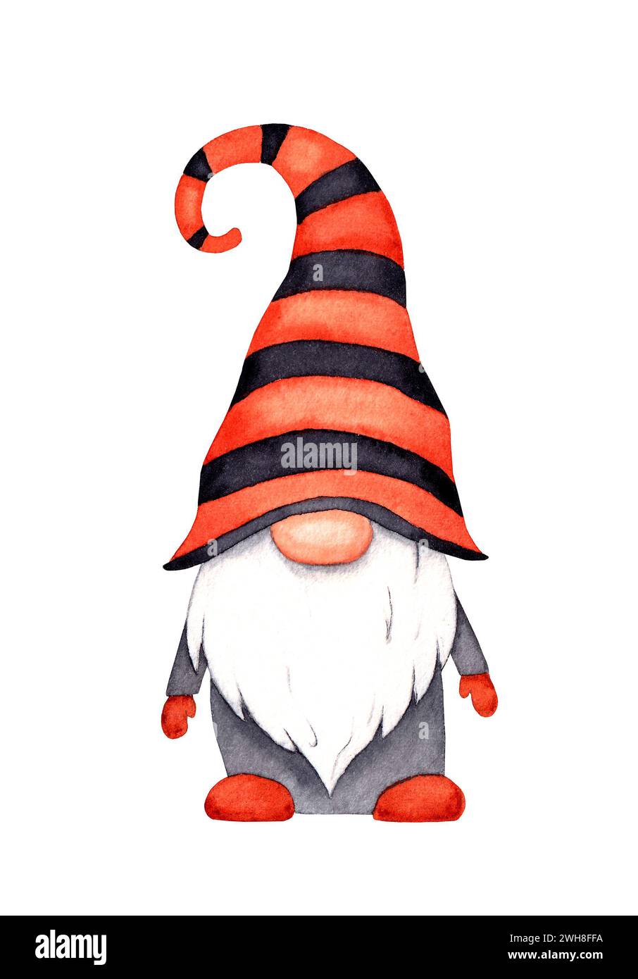 Aquarellgnome auf weißem Hintergrund. Halloween-Feiertage, Herbst, Kürbistag Stockfoto