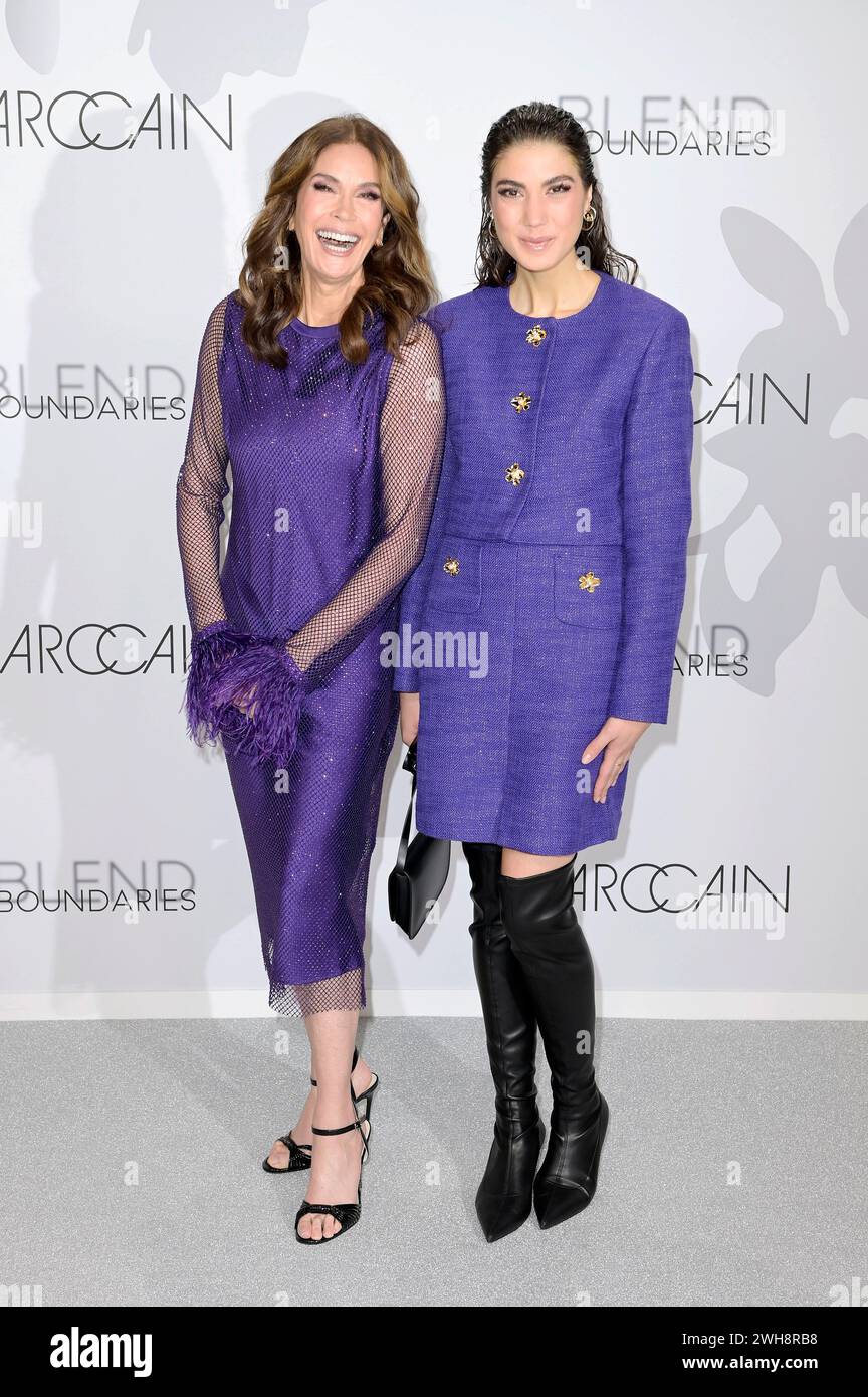 Teri Hatcher mit Tochter Emerson Tenney bei der Marc Cain Fashion Show auf der Berlin Fashion Week Herbst/Winter 2024 in der Arena Berlin. Berlin, 06.02.2024 Stockfoto