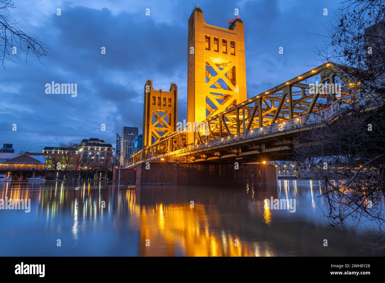 Altstadt von Sacramento bei Sonnenaufgang Stockfoto