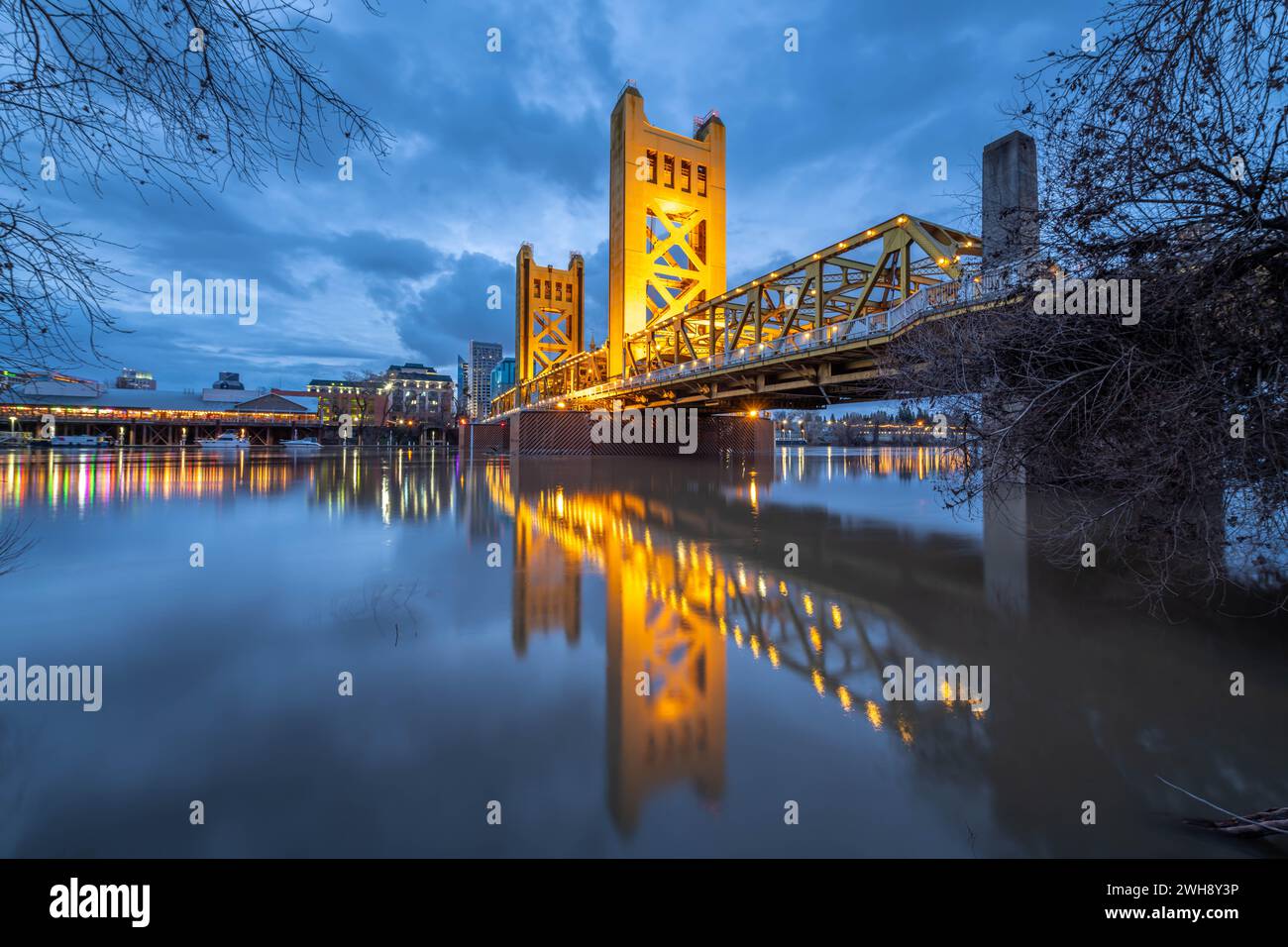 Altstadt von Sacramento bei Sonnenaufgang Stockfoto