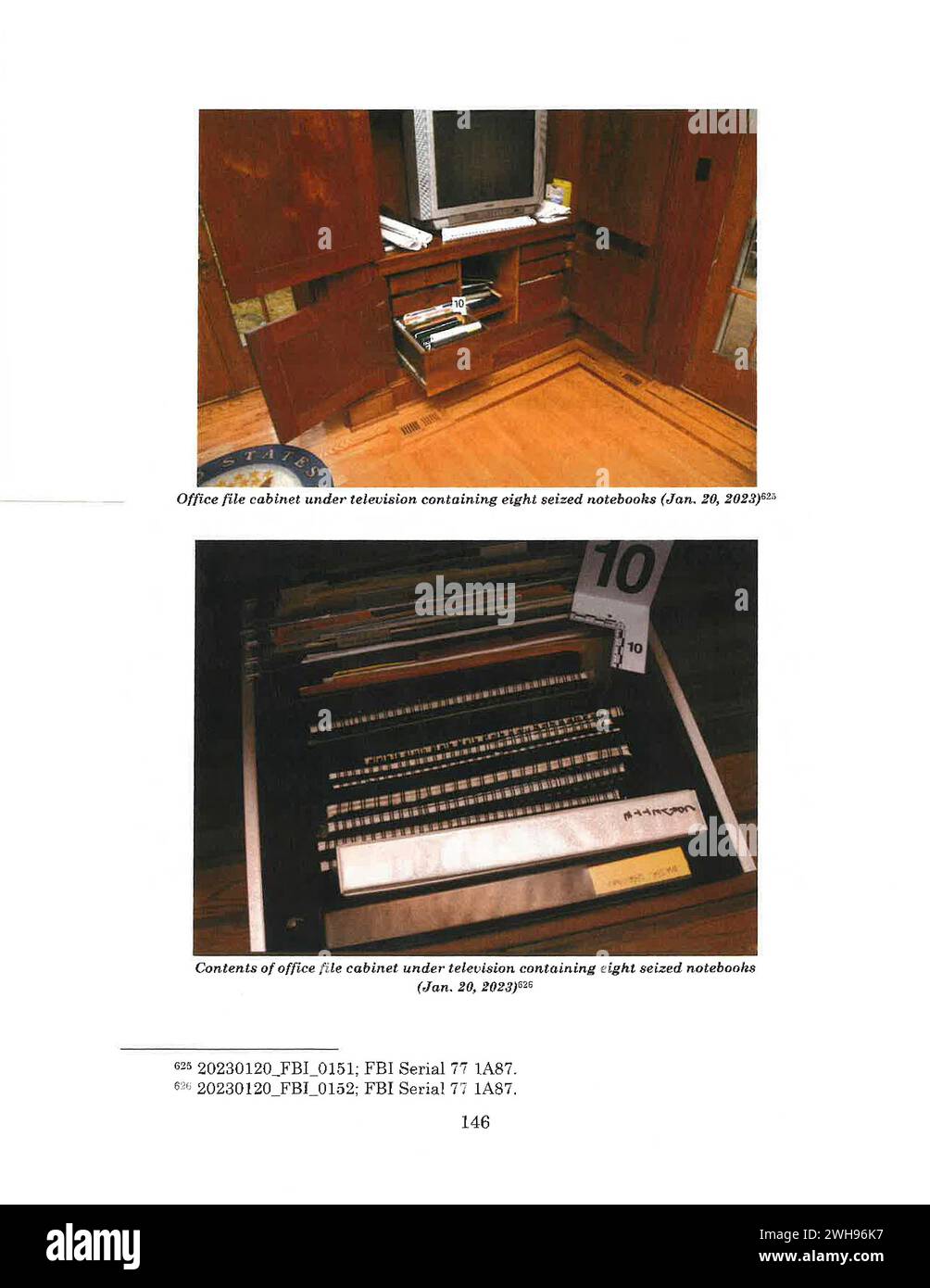 Wilmington, Delaware, USA. Februar 2024. Der Aktenschrank in Bidens Büro, wo Dokumente auf einem Foto gefunden wurden, das am 20. Dezember 2022 vom Justizministerium veröffentlicht wurde. Ein am Donnerstag veröffentlichter Sonderanwaltsbericht fand Beweise dafür, dass Präsident Biden vorsätzlich streng geheime Informationen aufbewahrt hat, als er Privatbürger war, einschließlich Dokumente über Militär- und Außenpolitik in Afghanistan, kam aber zu dem Schluss, dass strafrechtliche Anklagen nicht gerechtfertigt sind. (Kreditbild: © Department of Justice/ZUMA Press Wire) NUR REDAKTIONELLE VERWENDUNG! Nicht für kommerzielle ZWECKE! Stockfoto
