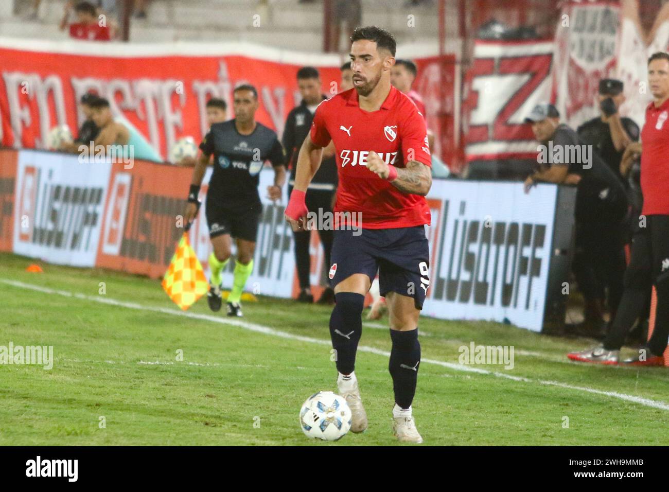 Buenos Aires, Argentinien. Februar 2024. Gabriel Avalos von Independiente während des Spiels der 4. Runde der argentinischen Liga Profesional de Fútbol im Tomas Adolfo Ducó Stadion ( Credit: Néstor J. Beremblum/Alamy Live News) Stockfoto