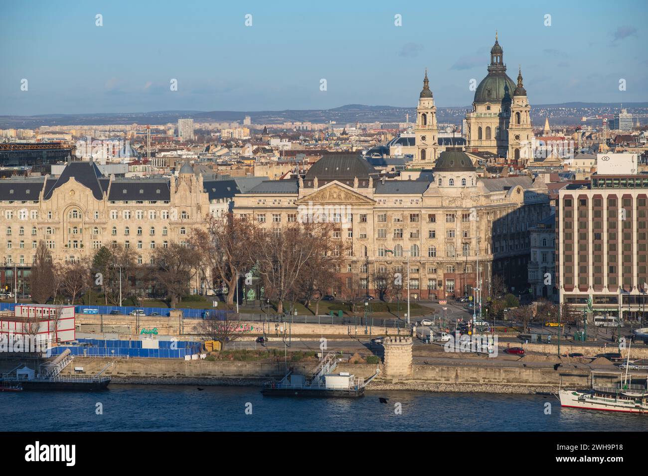 Budapest: Panoramablick auf die Stadt mit dem Stephansdom. Ungarn Stockfoto
