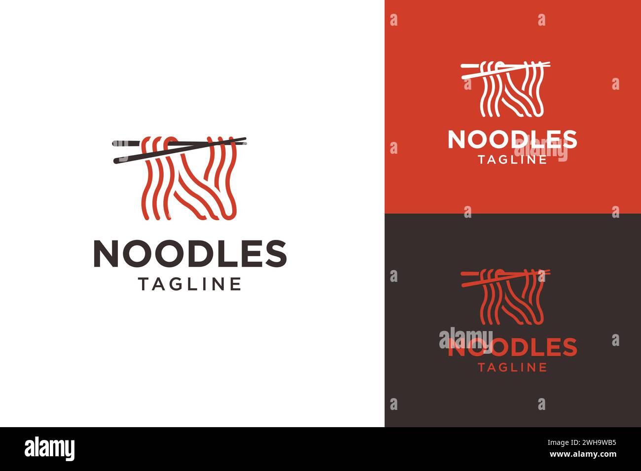 Nudeln und Ramen Logo Letter N Logodesign Stock Vektor