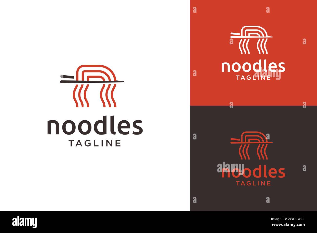 Nudeln und Ramen Logo Letter N Logodesign Stock Vektor