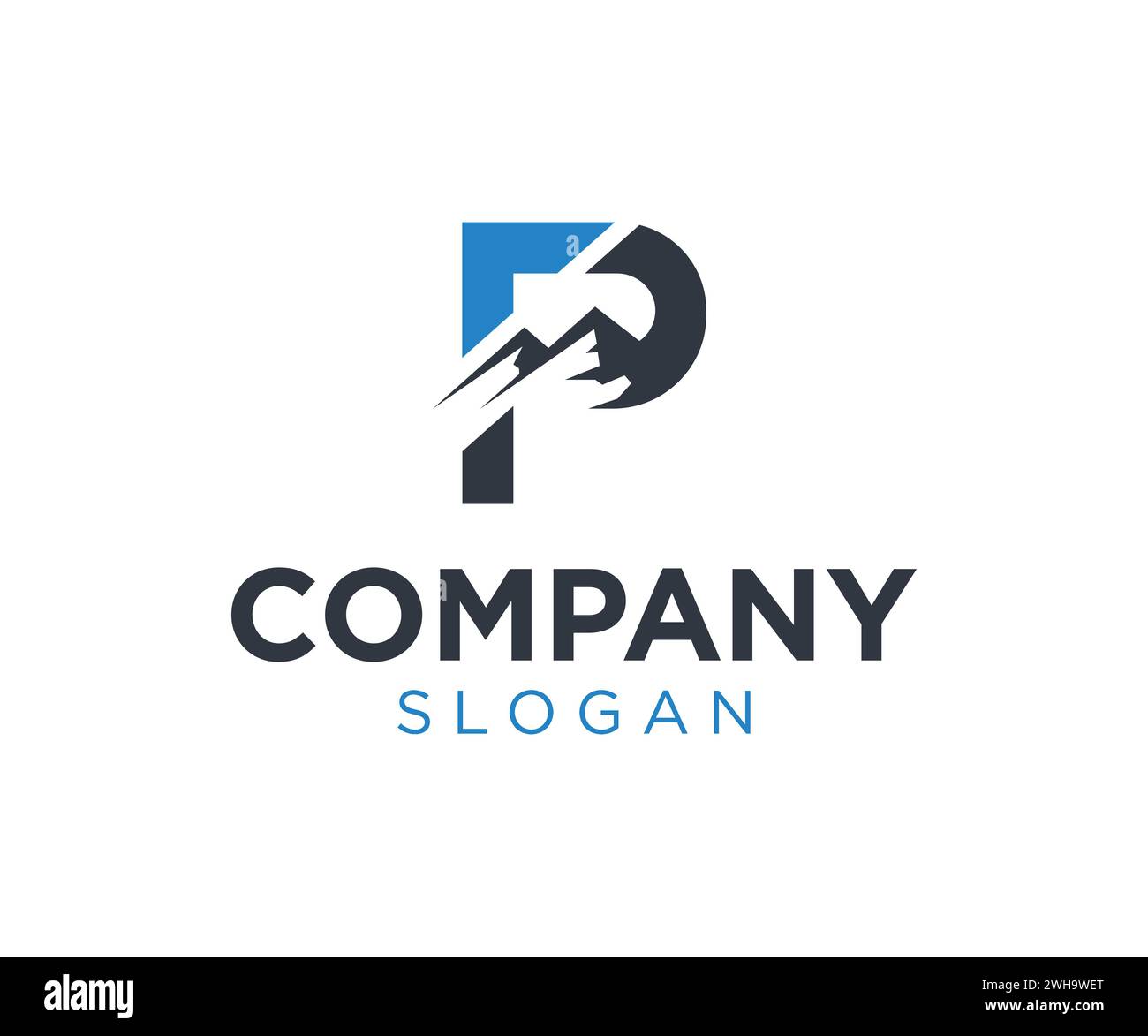Letter P Mountain Logo Design für Unternehmen Stock Vektor