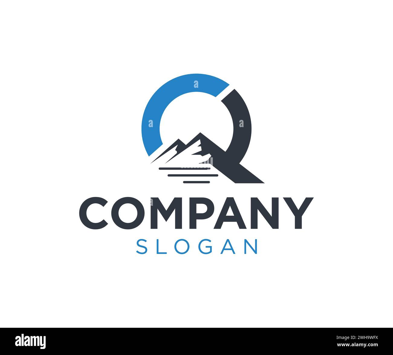 Letter Q Mountain Logo Design für Unternehmen Stock Vektor