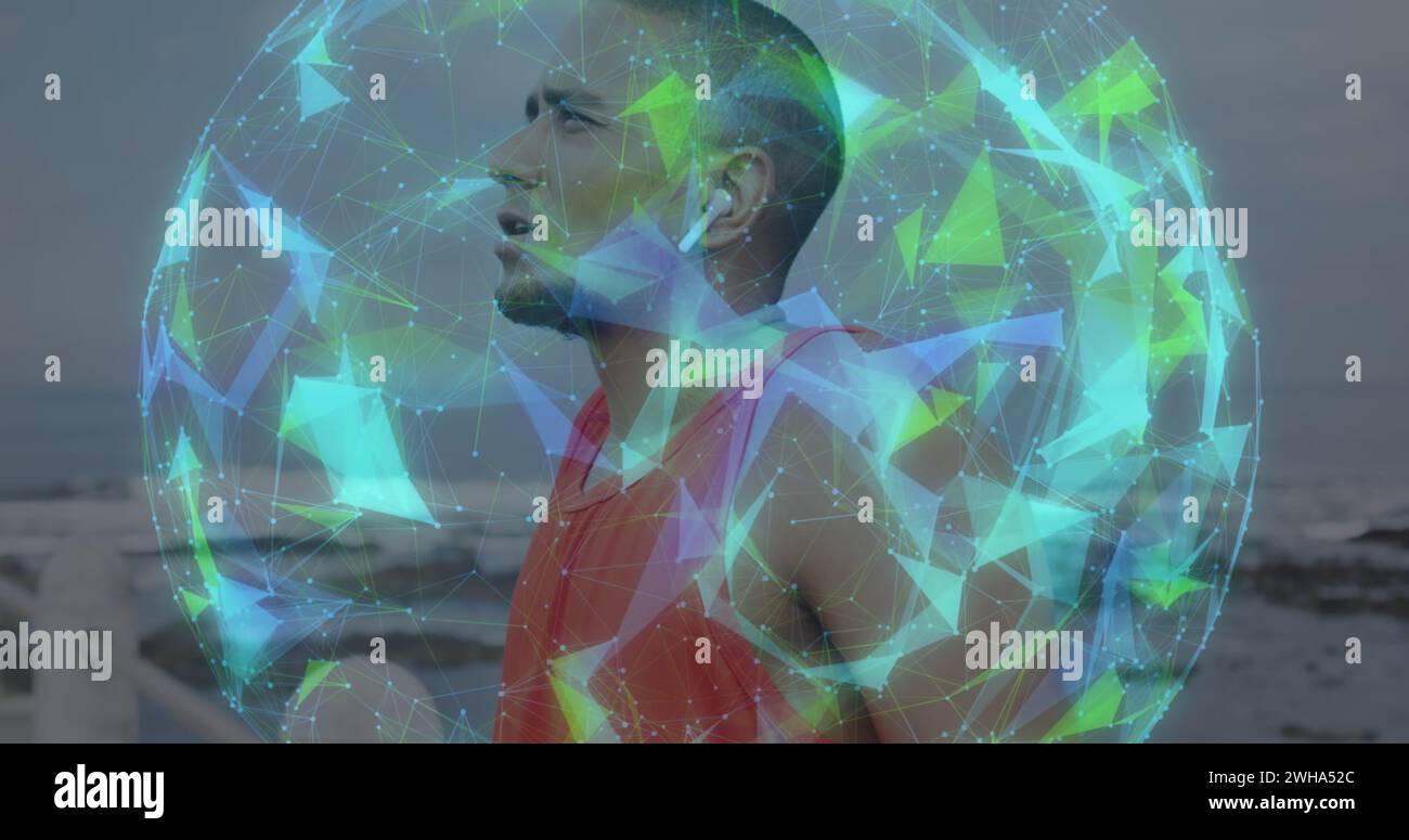 Birassischer Mann mit einer digitalen Überlagerung, mit Kopierraum Stockfoto