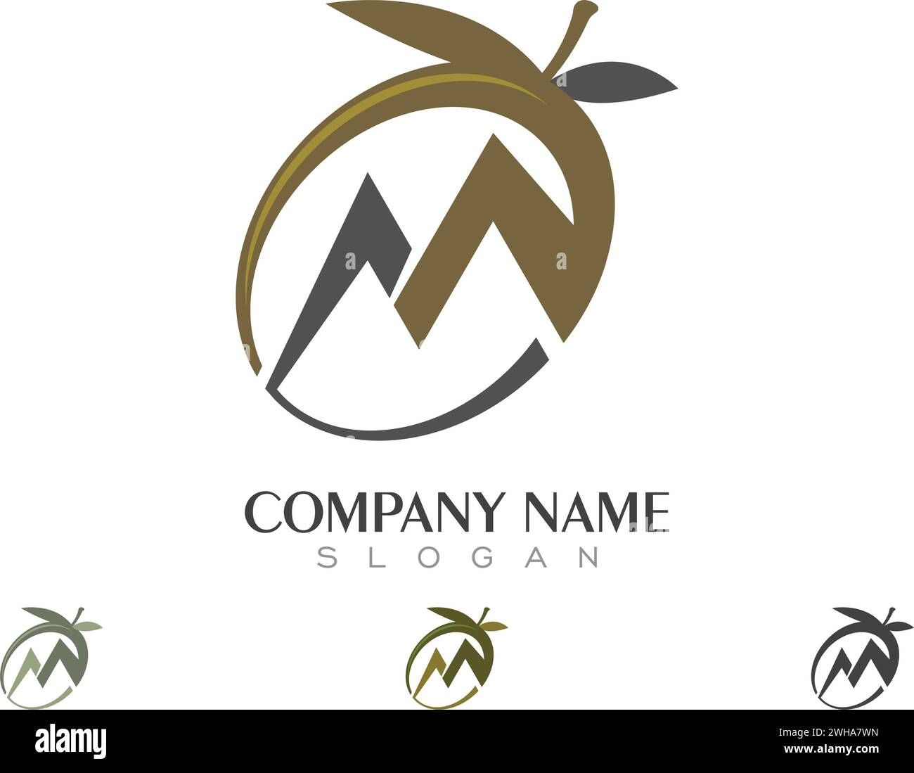 M Letter Olive Logo Vorlage Vektor Illustration Stock Vektor