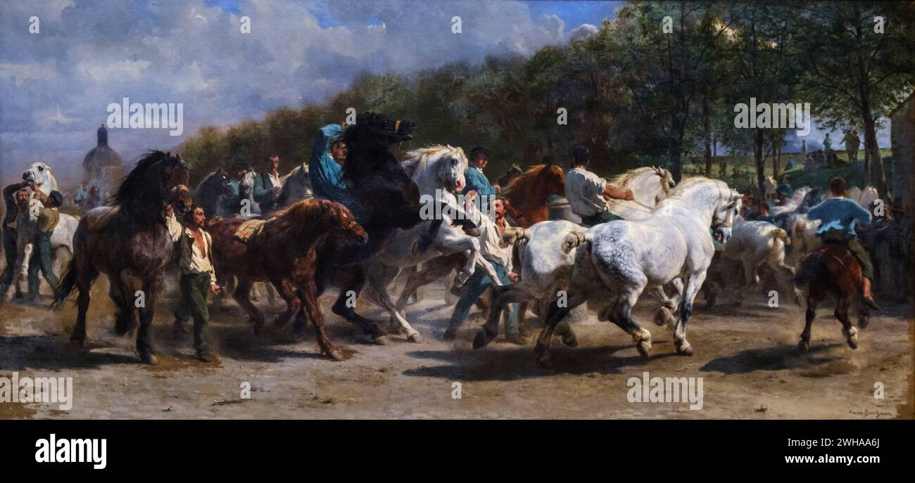 Rosa Bonheur, The Horse Fair, 1855, Öl auf Leinwand, Nationalgalerie, London, England, Großbritannien Stockfoto
