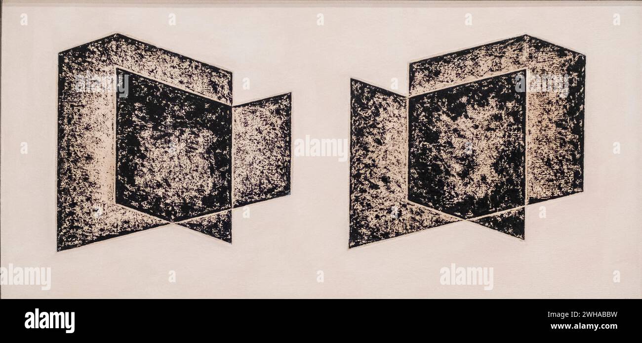 Josef Albers, Angular, 1935, Öl auf Spanplatte, Bauhaus Stockfoto