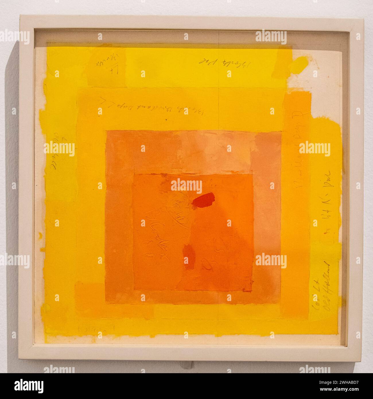Farbstudie für Hommage an den Platz, Öl auf Blotting-Papier, Josef Albers, Bauhaus Stockfoto