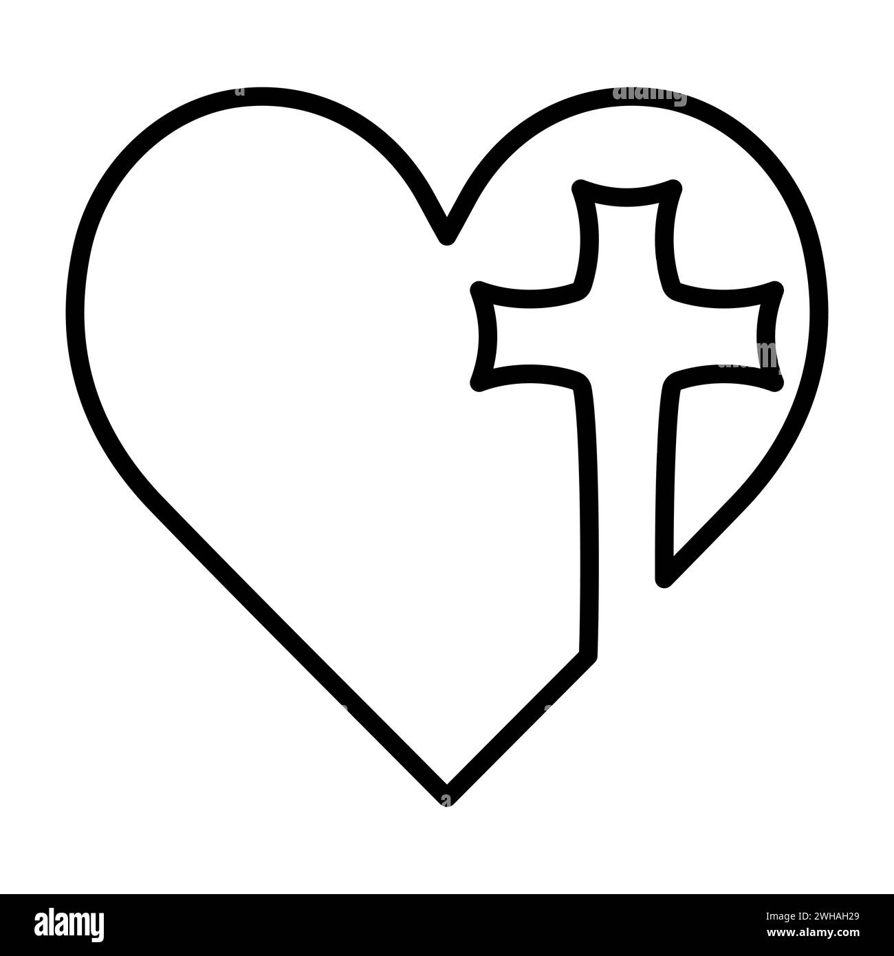 Symbol Tattoo Kreuz Herz, Symbol Christentum Liebe, Glauben an Gott Stock Vektor