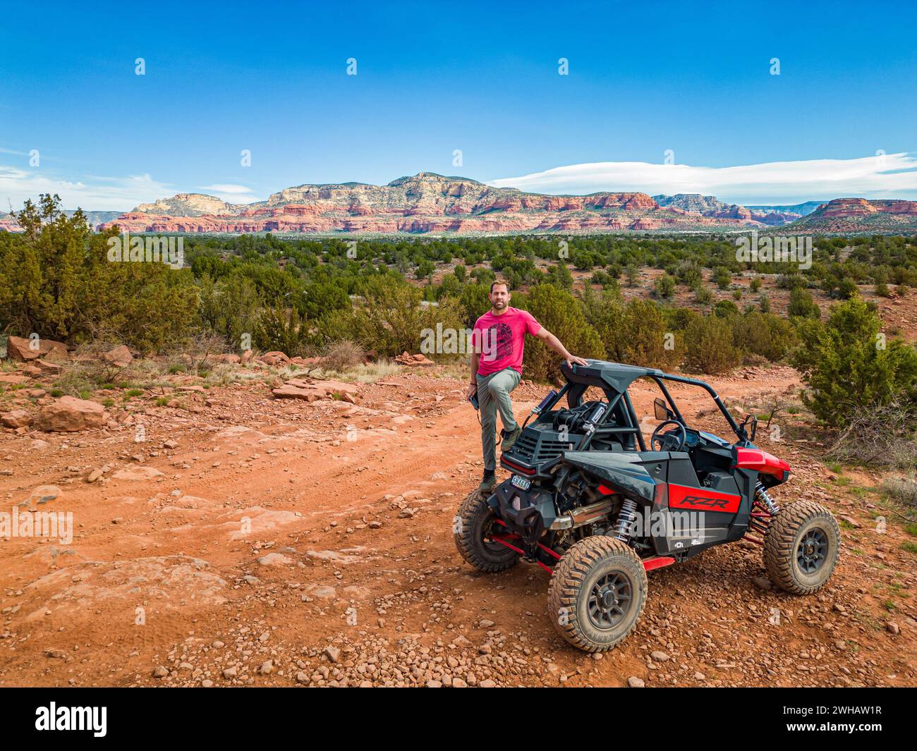 Drohnenfotografie Red Rocks, Coconino National Forest, Sedona, Arizona, USA Stockfoto