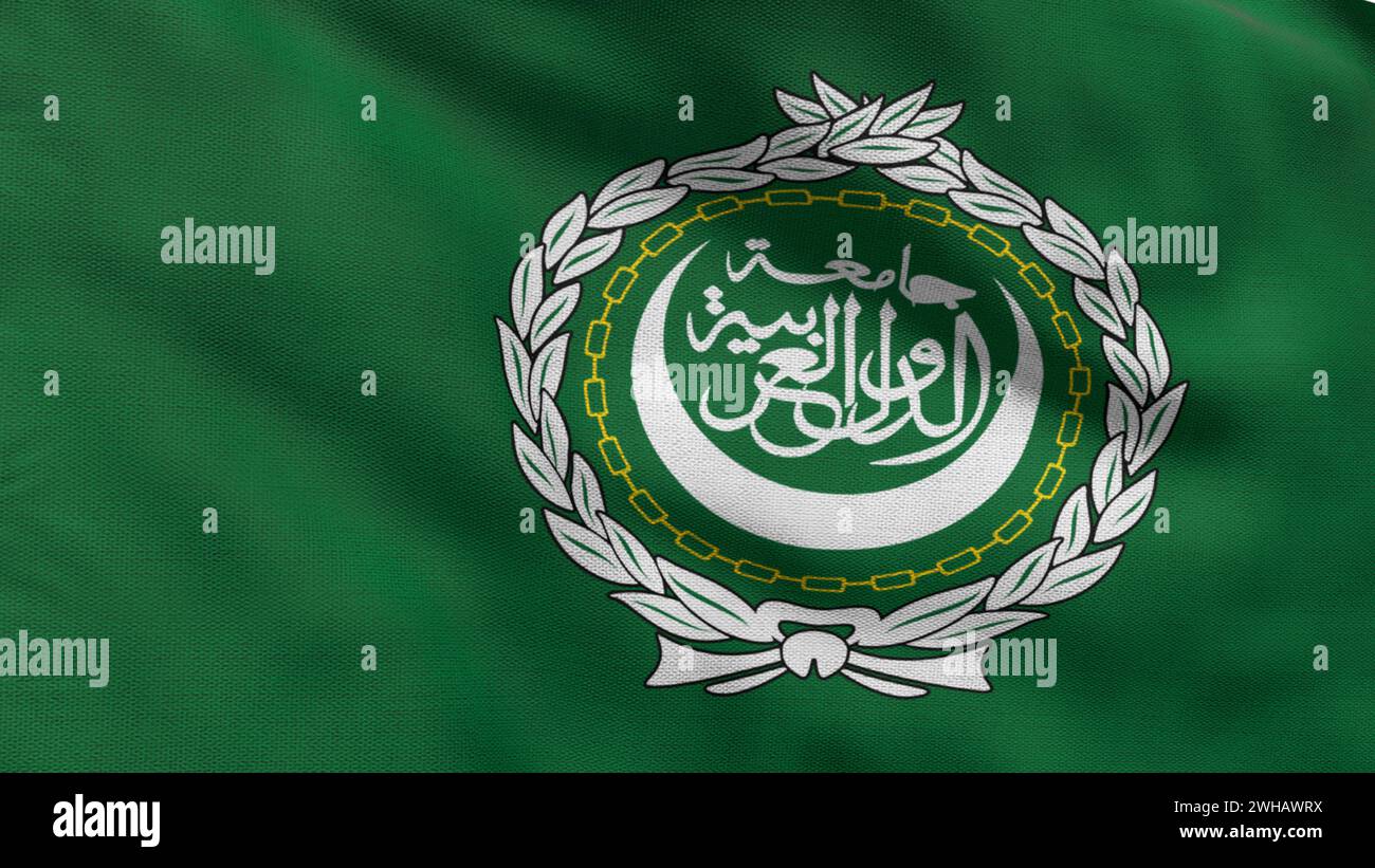 Hohe detaillierte Flagge der Arabischen Liga. Flagge der Arabischen Nationalliga. Asien. 3D-Abbildung. Stockfoto