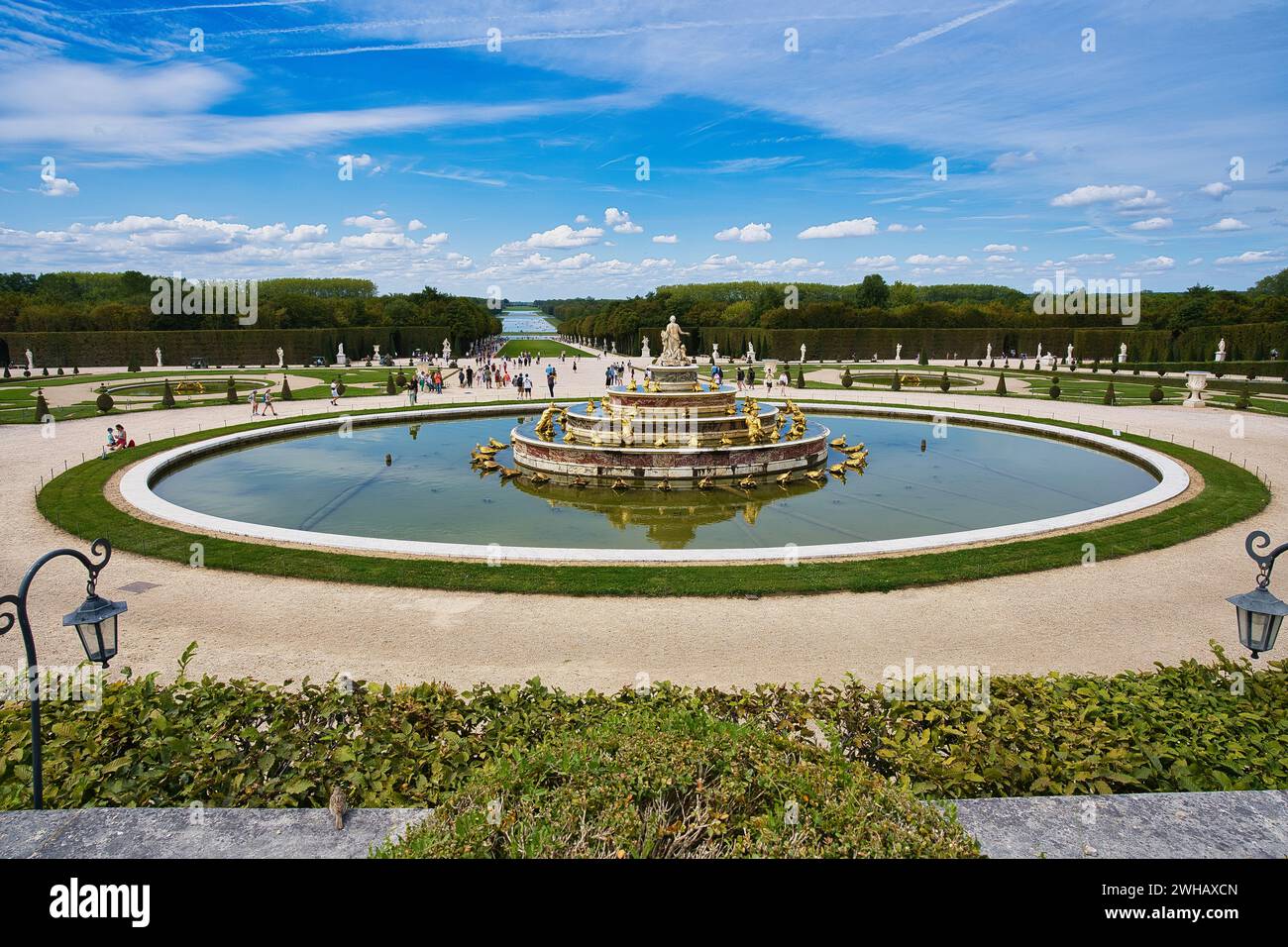 Versailles, Frankreich, 12.09.2023 Latona-Brunnen im Schlosspark von versailles Stockfoto