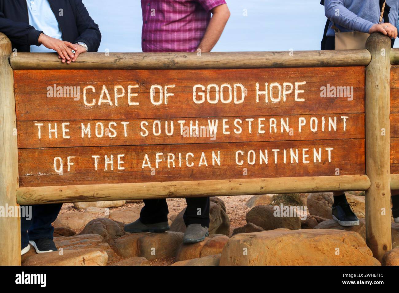 Schild am Kap der Guten Hoffnung, Tafelberg-Nationalpark, Kap-Halbinsel, Westkap, Südafrika Stockfoto