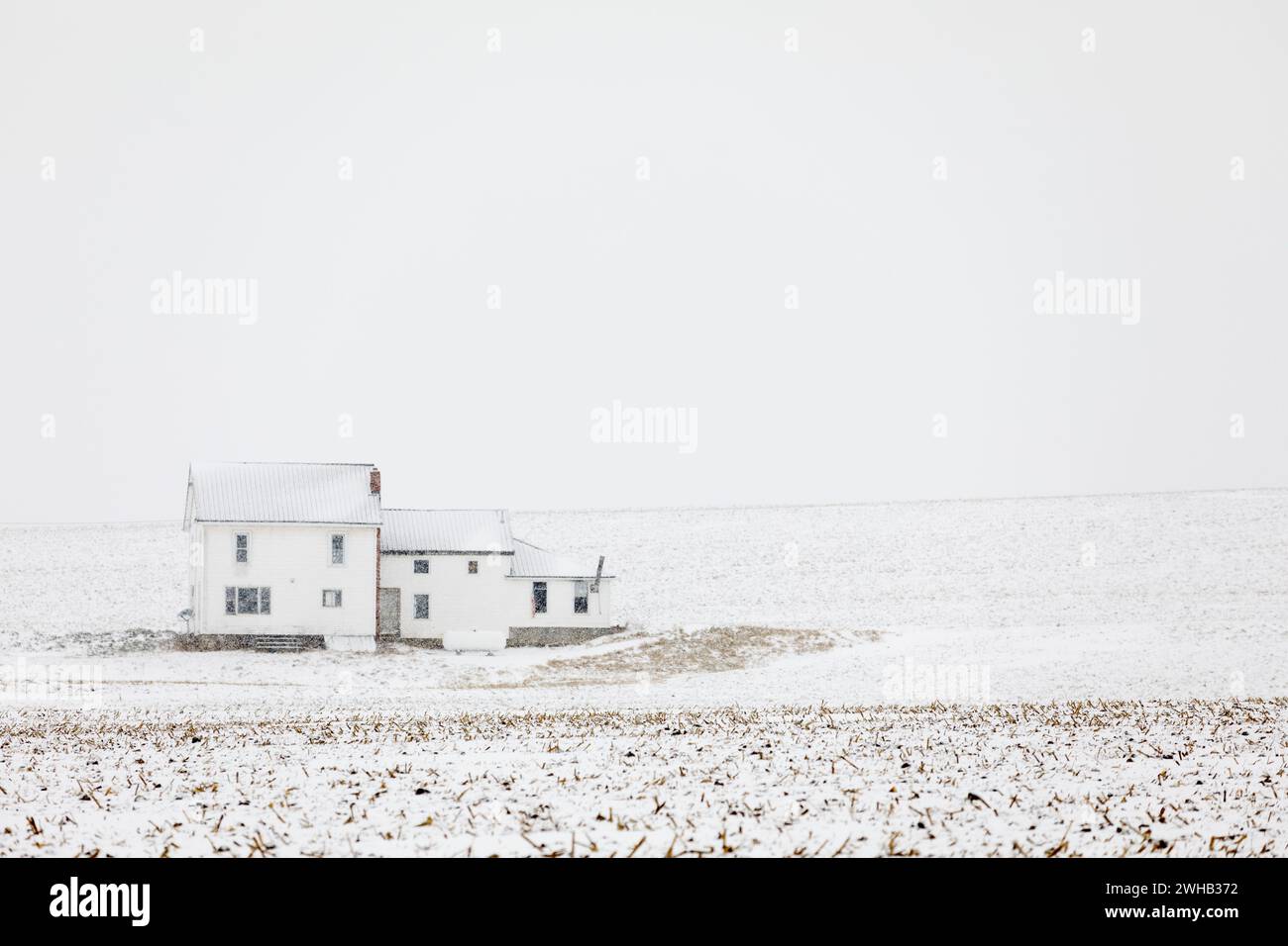 Schnee im Januar, im ländlichen Bauernland, Mohawk Valley, New York State, USA. Stockfoto