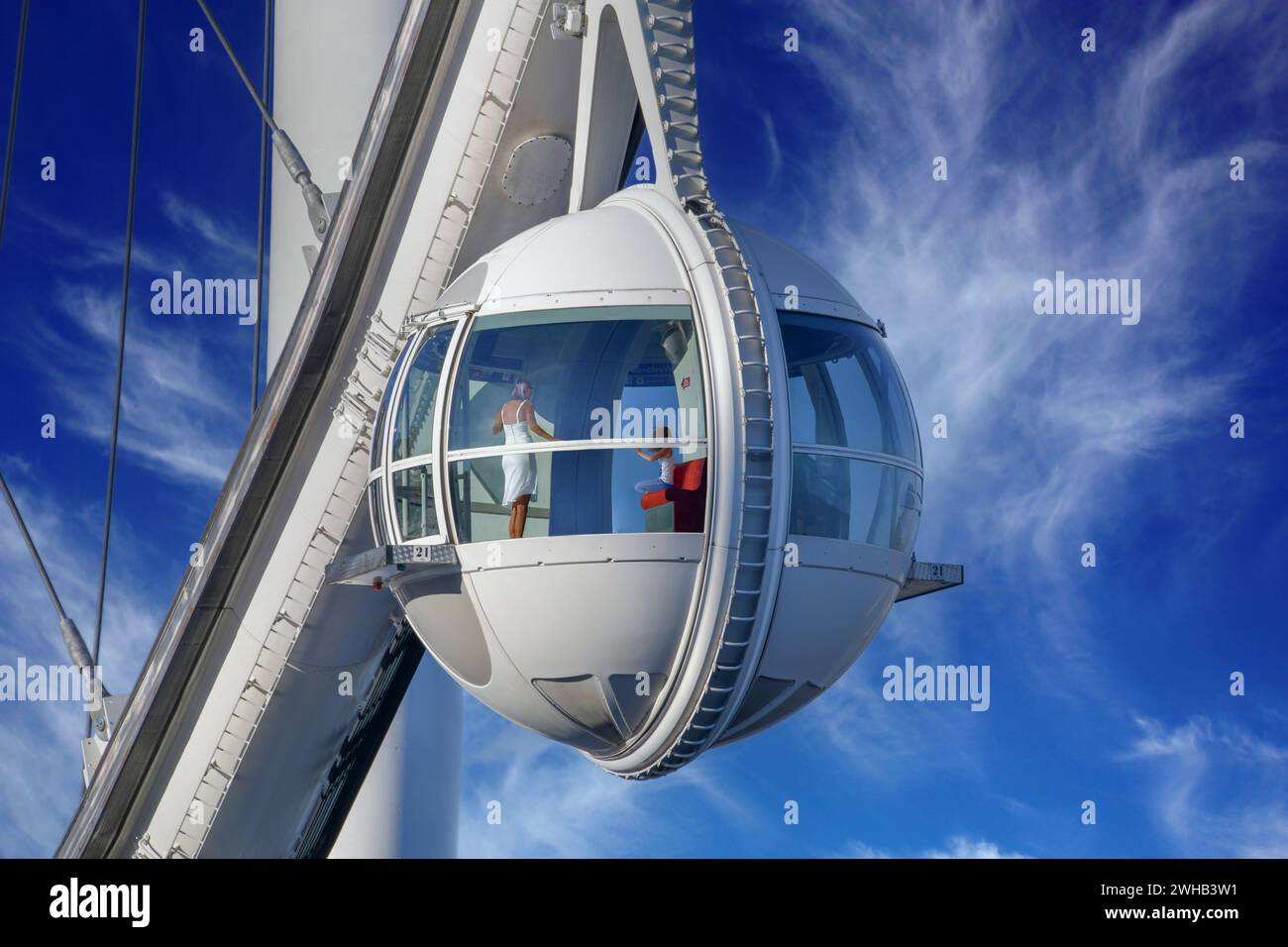 Las Vegas NV USA 5. September 2021 Ansicht eines der klimatisierten Module des High Roller Observation Wheel am 3545 S Las Vegas Blvd Stockfoto