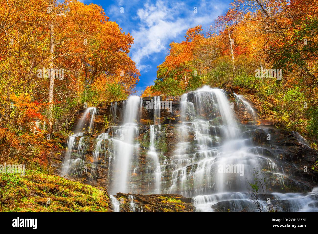 Amicalola Falls, Georgia, USA in der Herbstsaison. Stockfoto