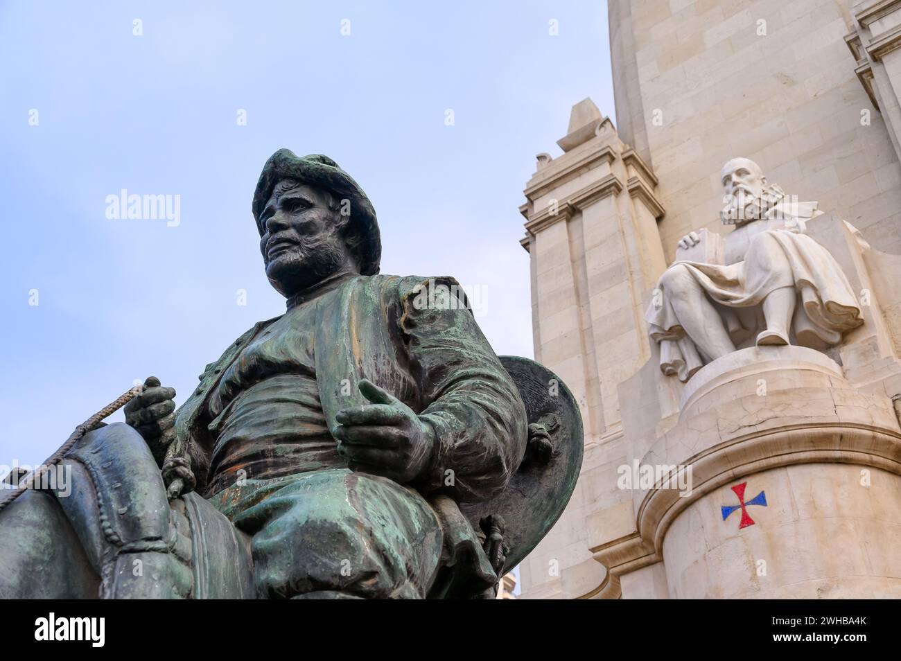 Miguel de Cervantes Monument in Madrid, Spanien Stockfoto