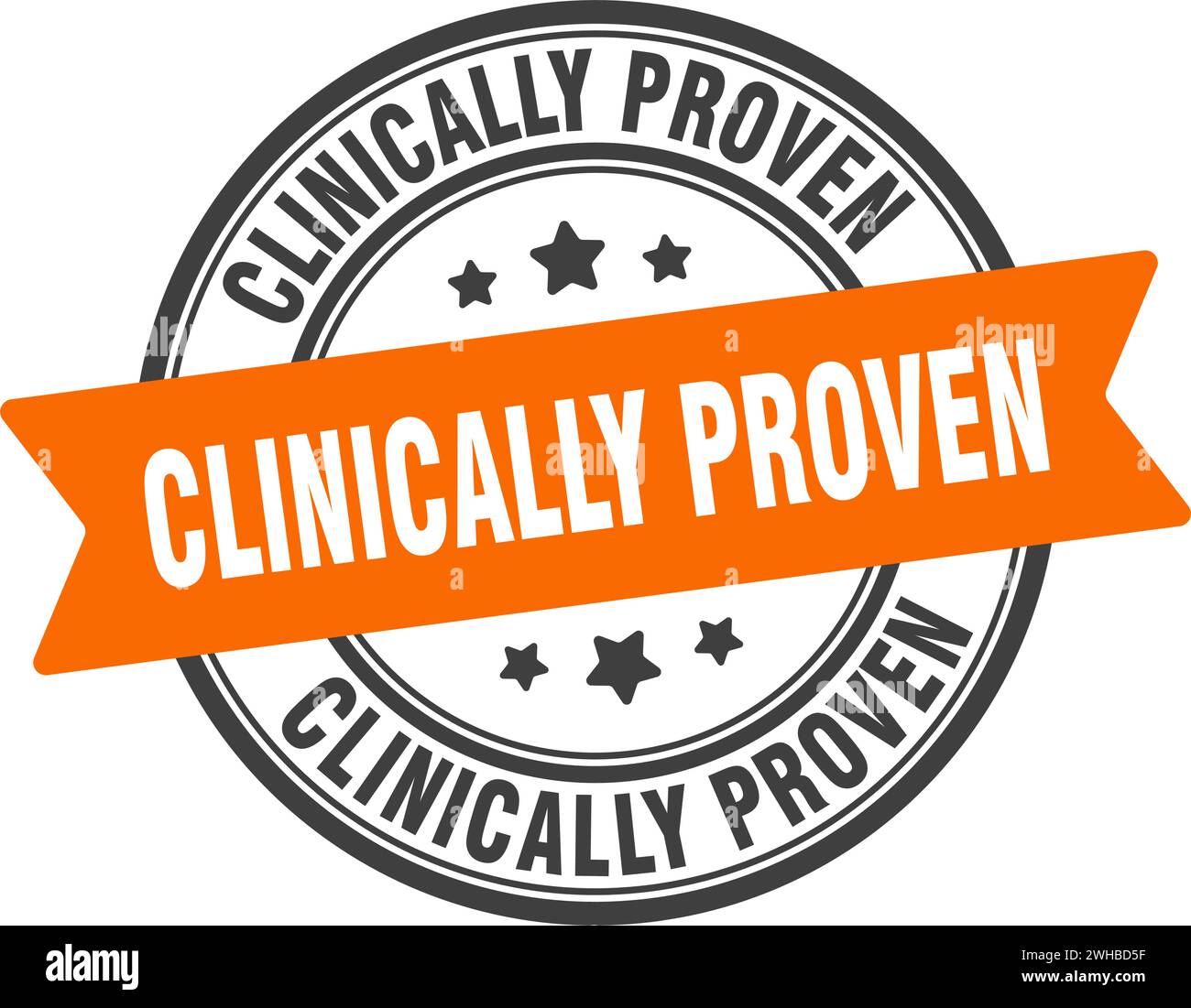 Klinisch bewährter Stempel. Klinisch nachgewiesenes Rundzeichen. Etikett auf transparentem Hintergrund Stock Vektor
