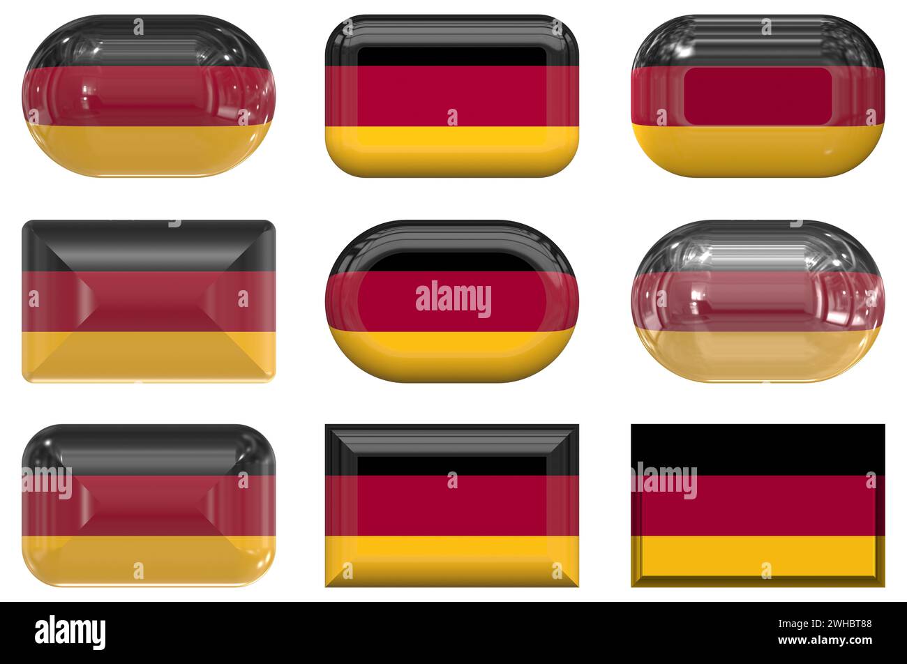 Neun Glasknöpfe der deutschen Flagge Stockfoto Neun Glasknöpfe der deutschen Flagge Stockfoto