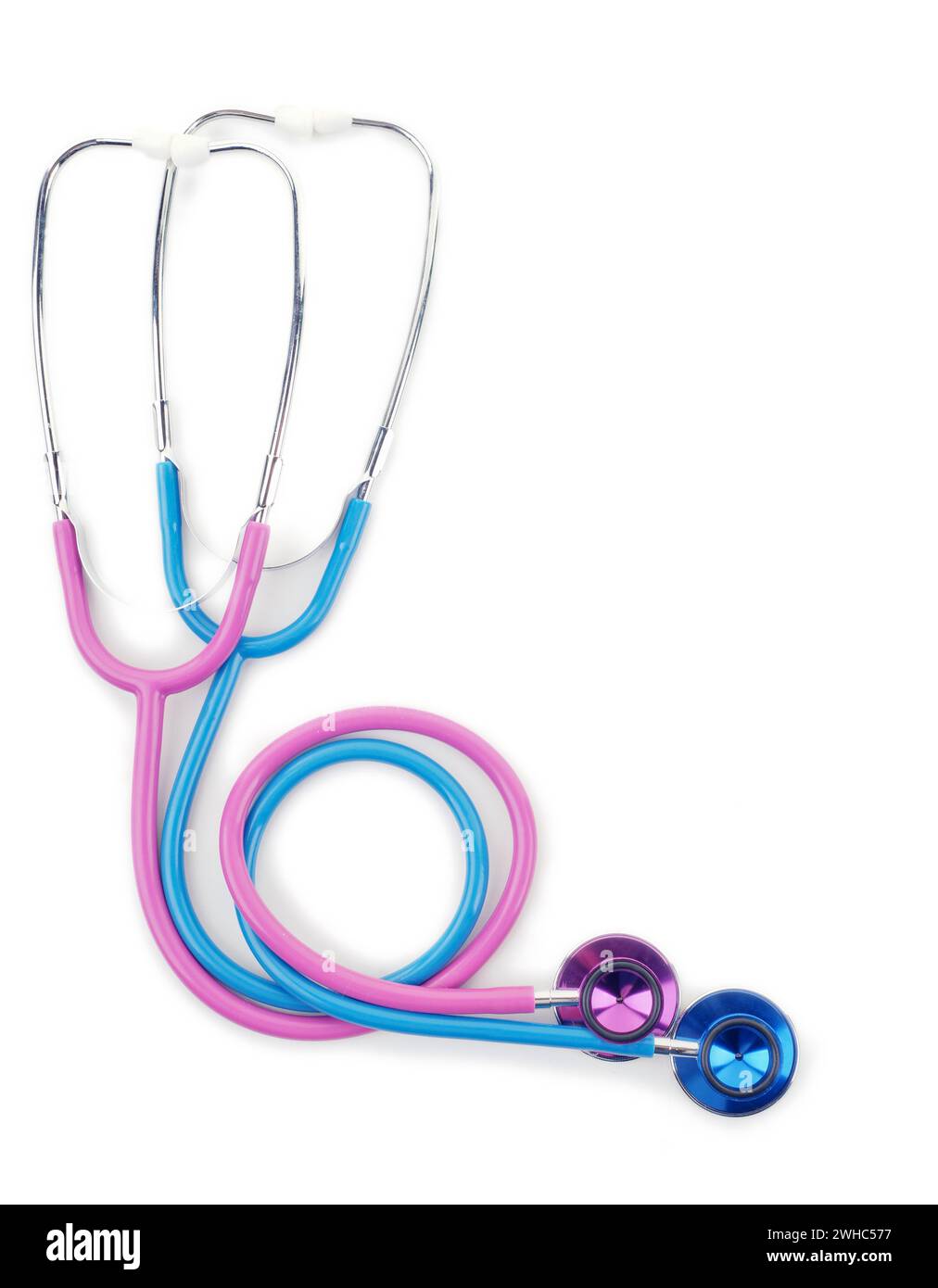 Rosafarbene und blaue Stethoskope Stockfoto
