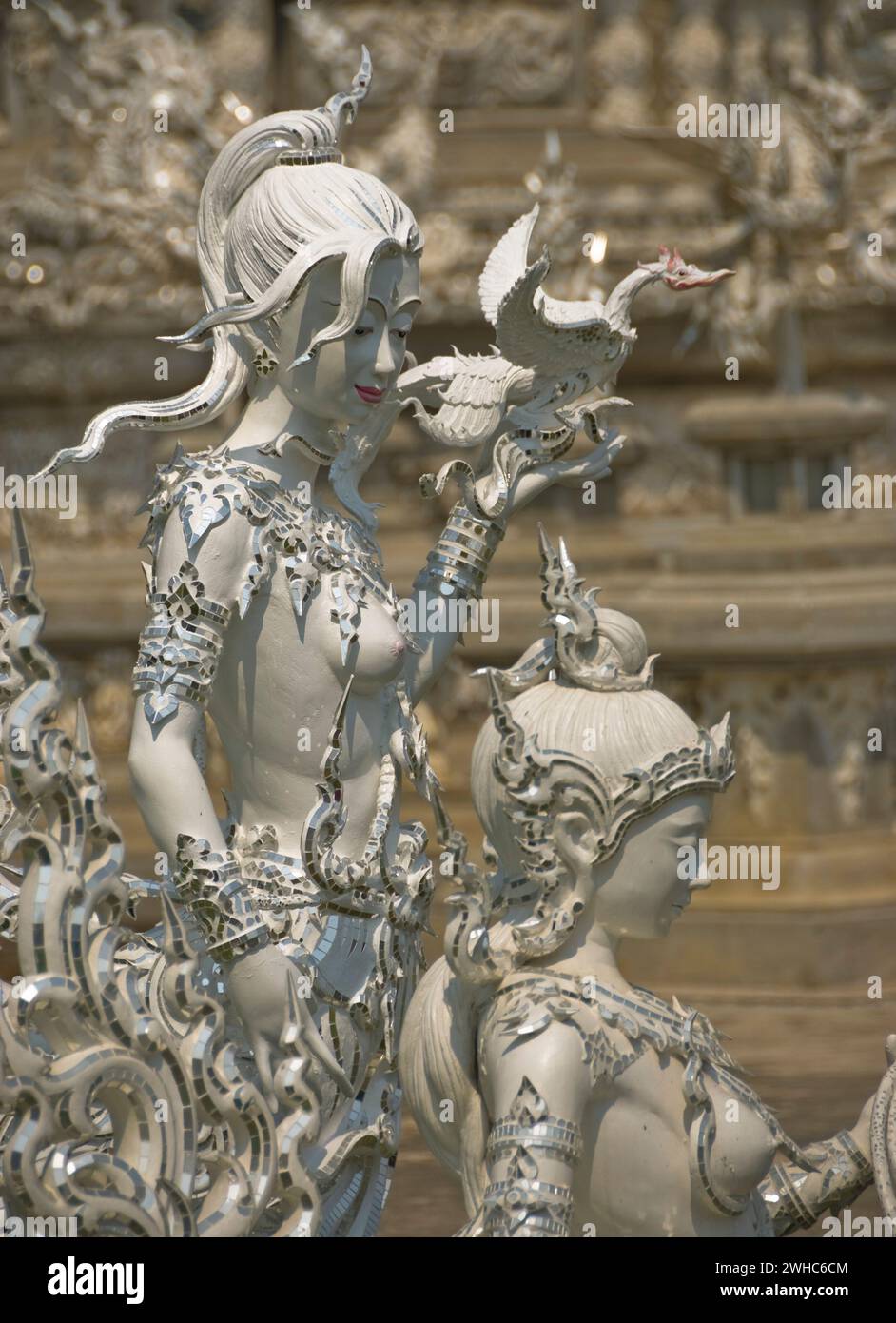 Der thailändische Tempel Wat Rong Khun in Chiang Rai Stockfoto