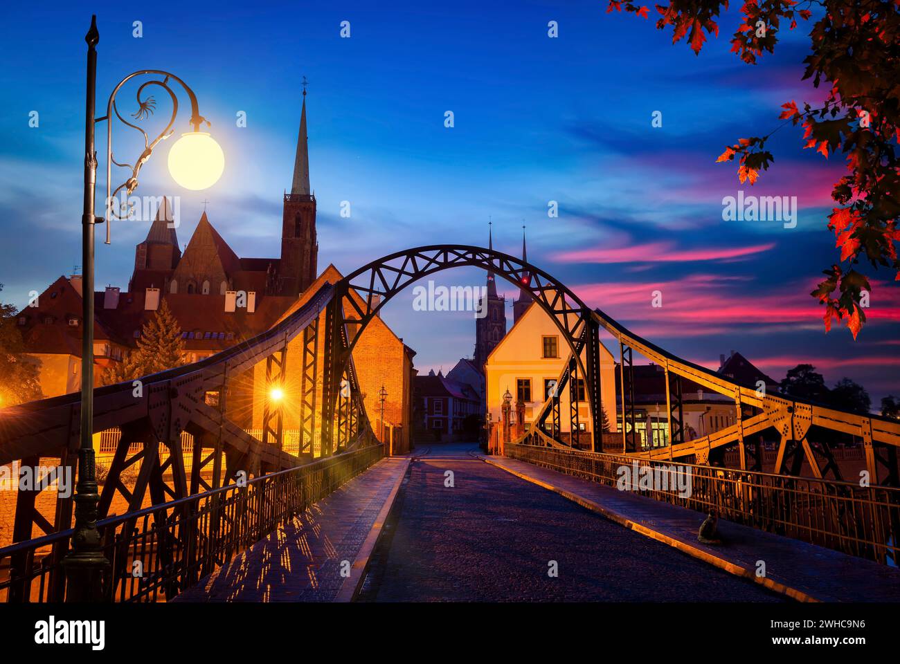 Tumski-Brücke und Dominsel in Breslau, Polen Stockfoto