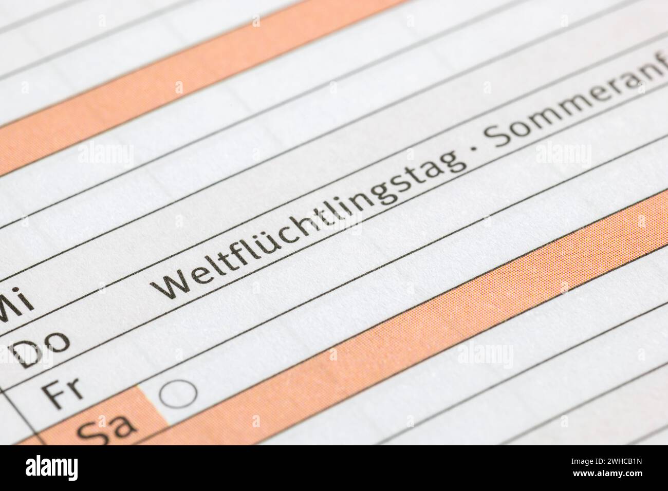 Tagebuch, Weltflüchtlingstag, Beginn des Sommers, Deutschland Stockfoto
