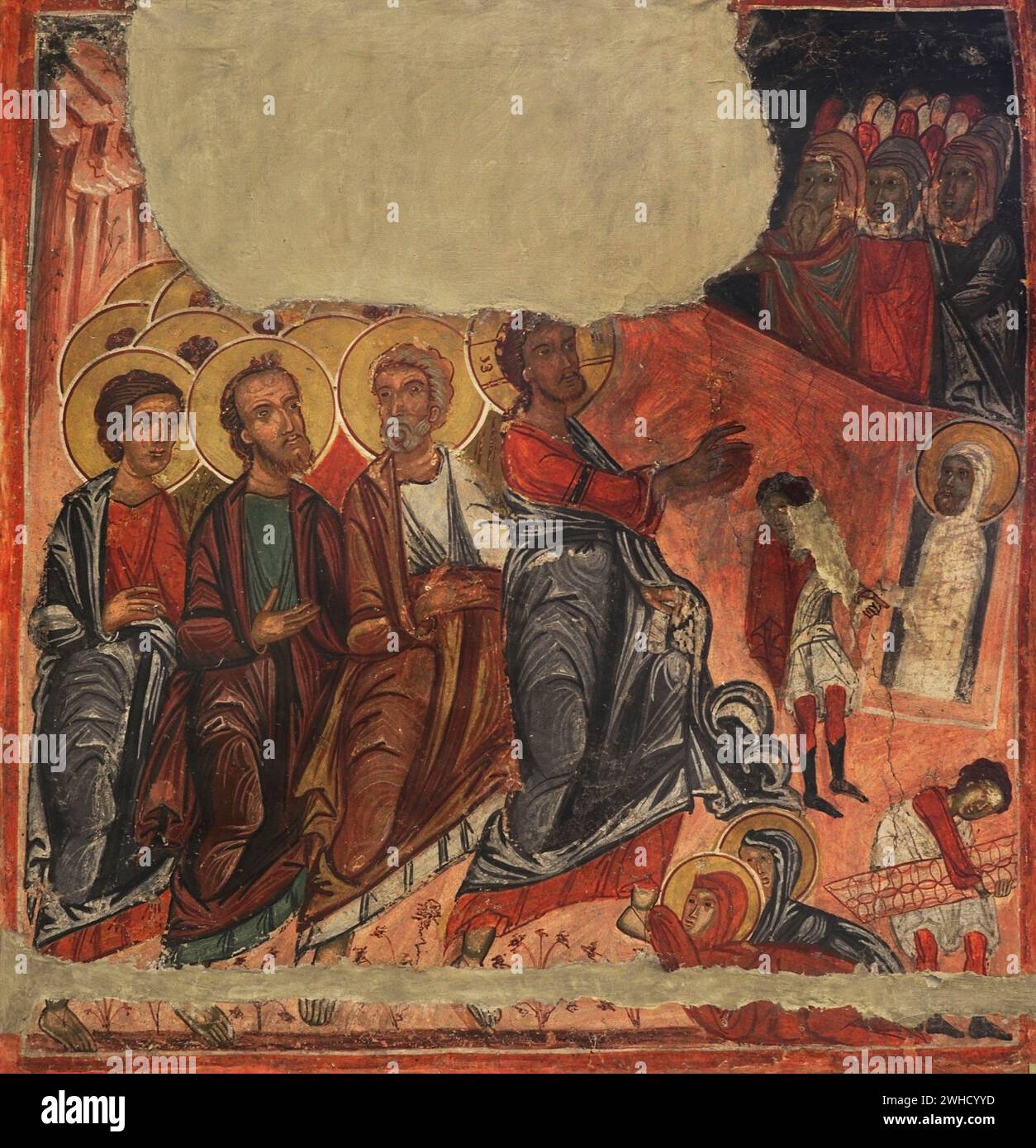 Die Aufzucht des Lazarus. Wandmalerei. Aus der Kirche St. Petka. Krapets, Region Pernik, Bulgarien. 17. Jahrhundert. Nationales Archäologisches Museum. Sofia. Bulgarien. Stockfoto