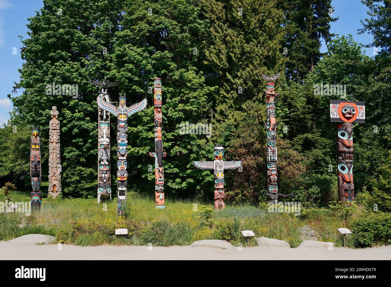 Totempfähle, Stanley Park, Vancouver, Britisch-Kolumbien, Kanada Stockfoto