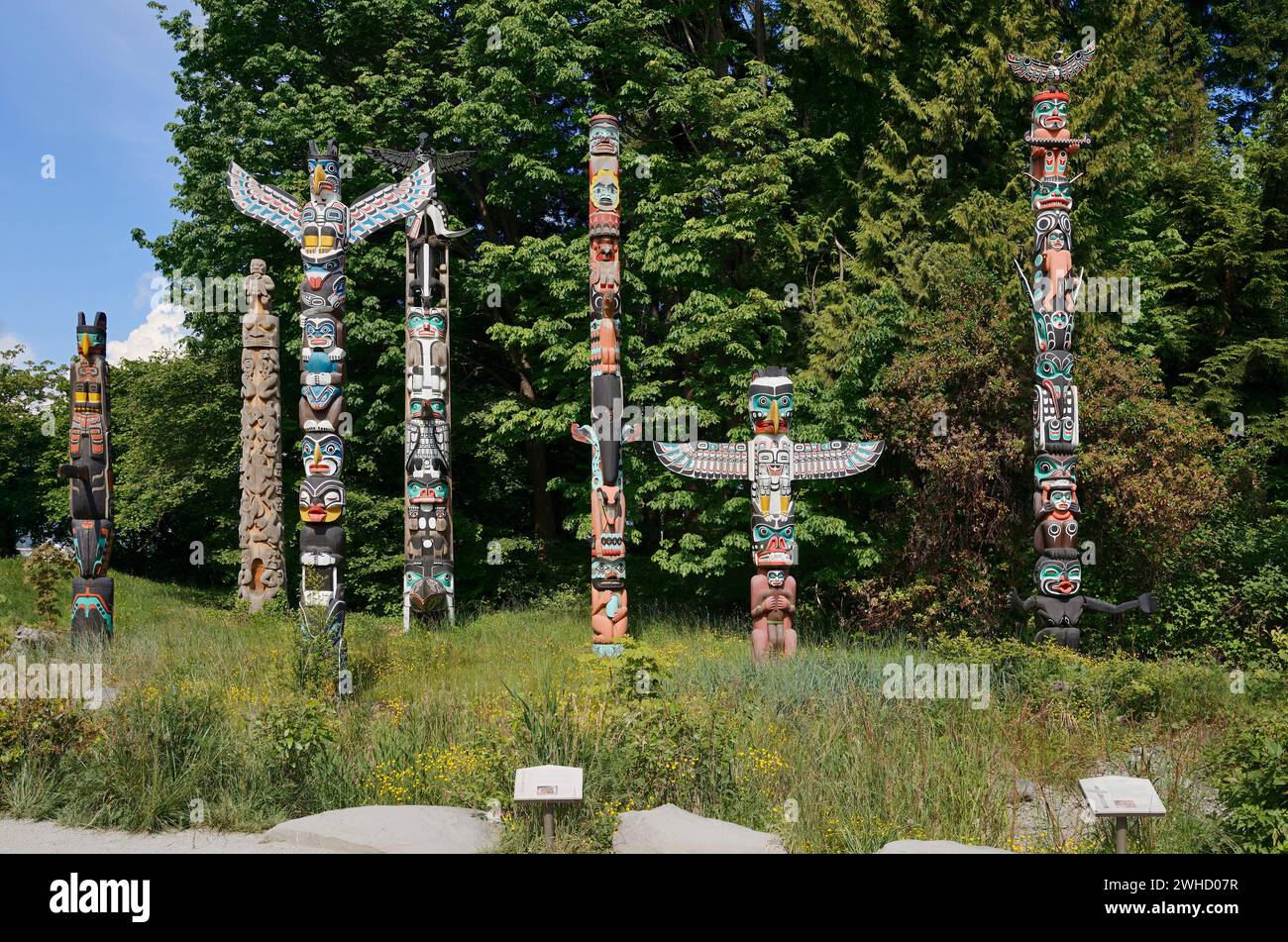 Totempfähle, Stanley Park, Vancouver, Britisch-Kolumbien, Kanada Stockfoto