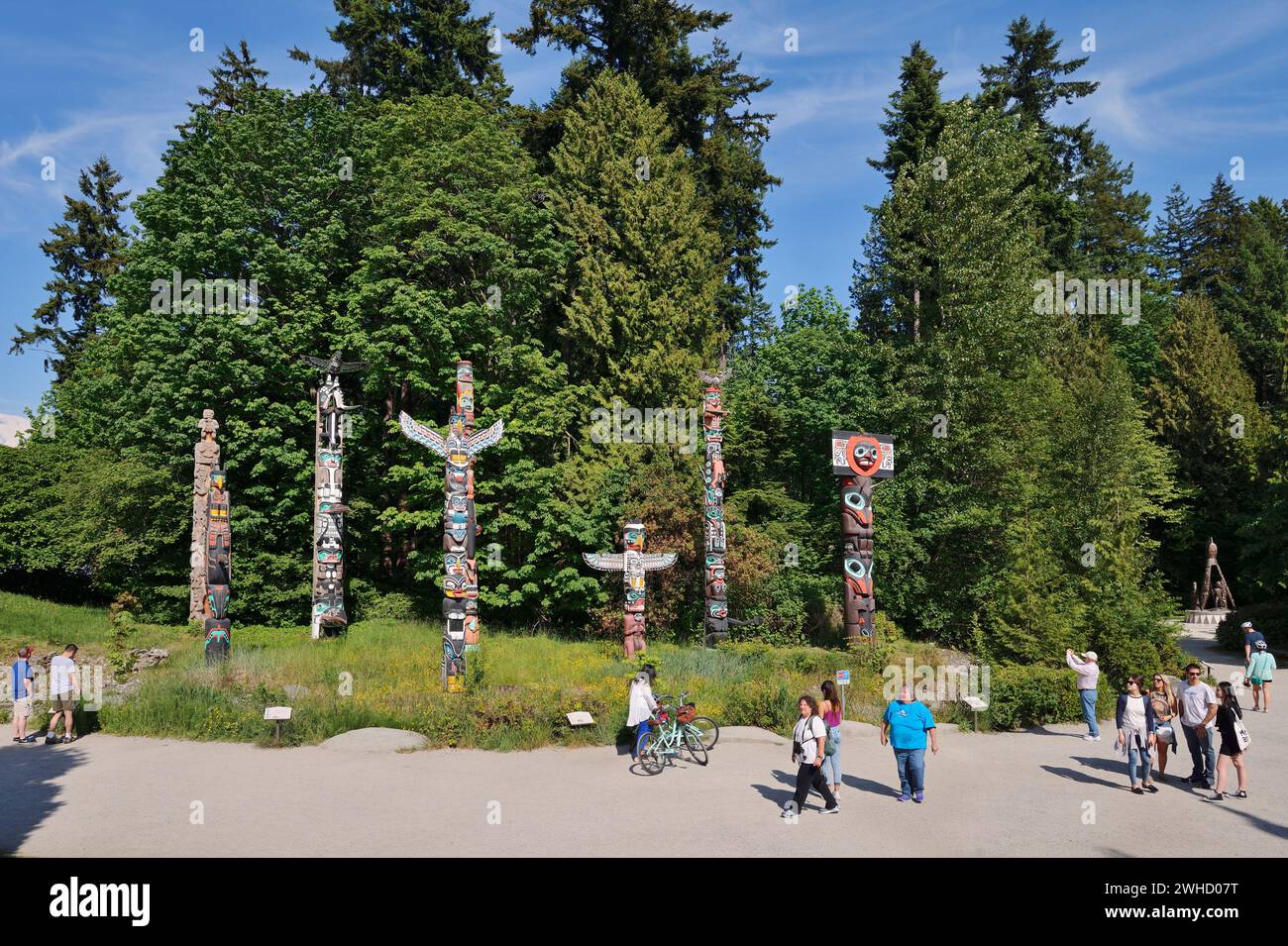 Totempfähle, Stanley Park, Vancouver, Britisch-Kolumbien, Kanada Stockfoto