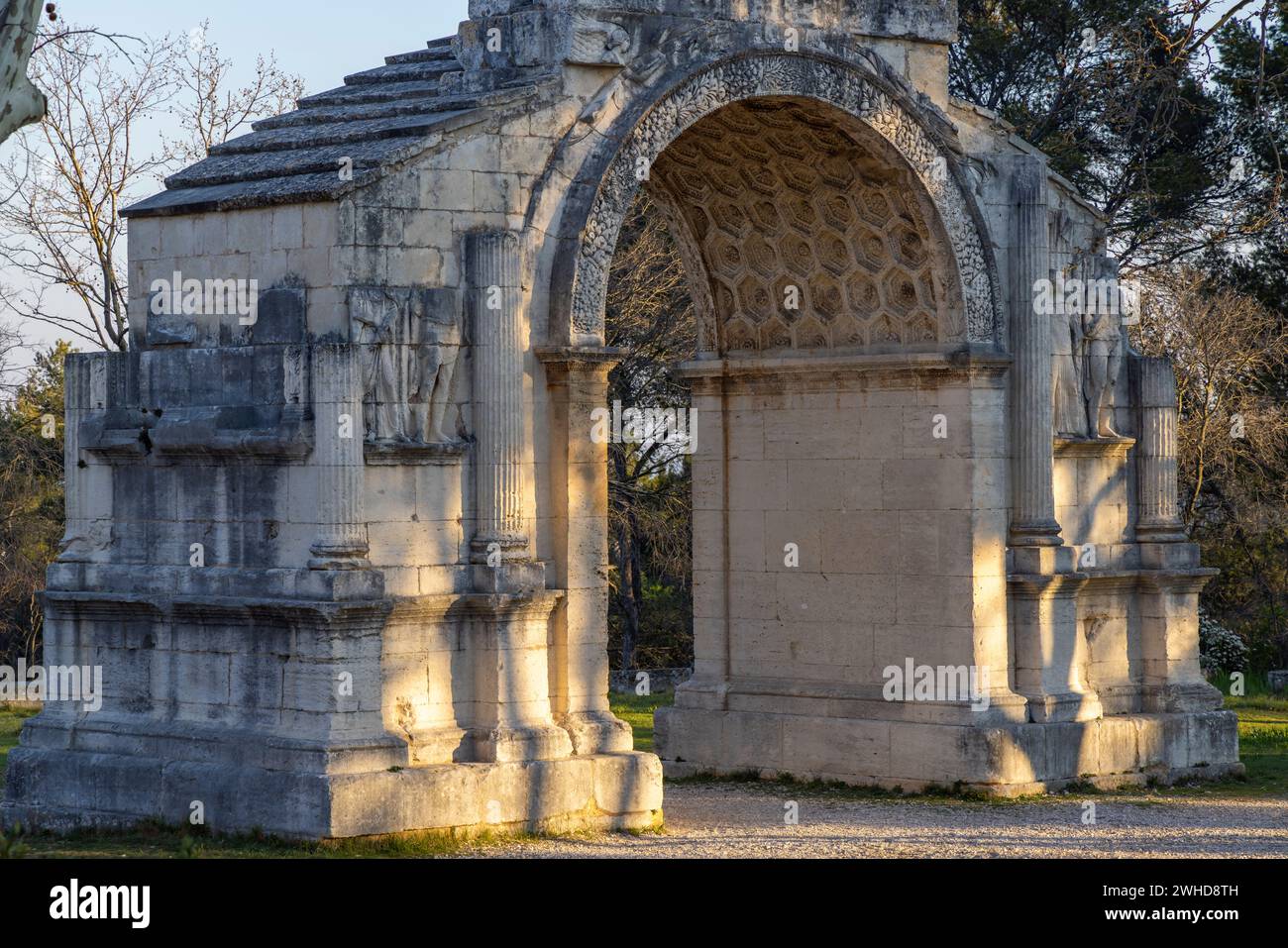 Mausoleum von Glanum, archäologische Ausgrabungsstätte von Glanum in der Nähe von Saint-Remy-de-Provence, Provence, Frankreich Stockfoto