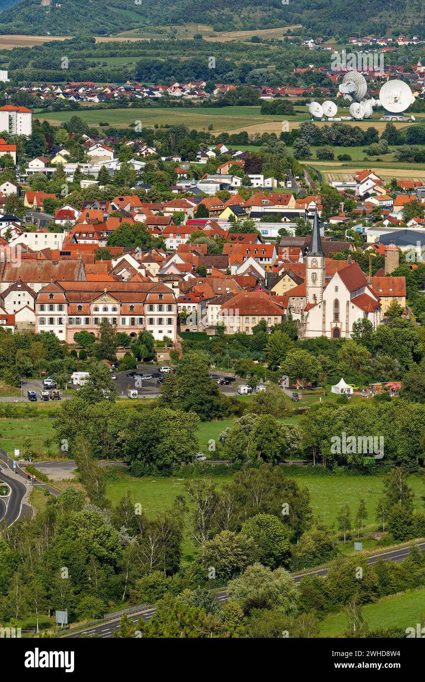 Blick vom Donjon Saaleck über die Weinstadt Hammelburg, Bad Kissingen, Unterfranken, Franken, Bayern, Deutschland Stockfoto
