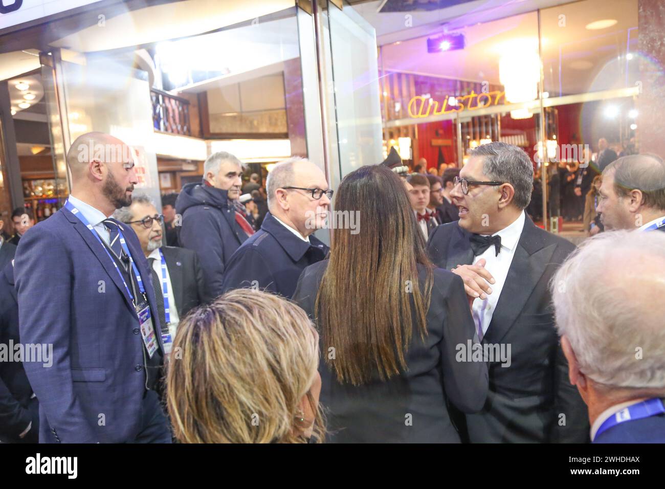 Sanremo, Italien. Februar 2024. Sanremo 9. Februar 2024 Alberto di Monaco a Sanremo con Giovanni Toti Adriano Conte/LaPresse Credit: LaPresse/Alamy Live News Stockfoto